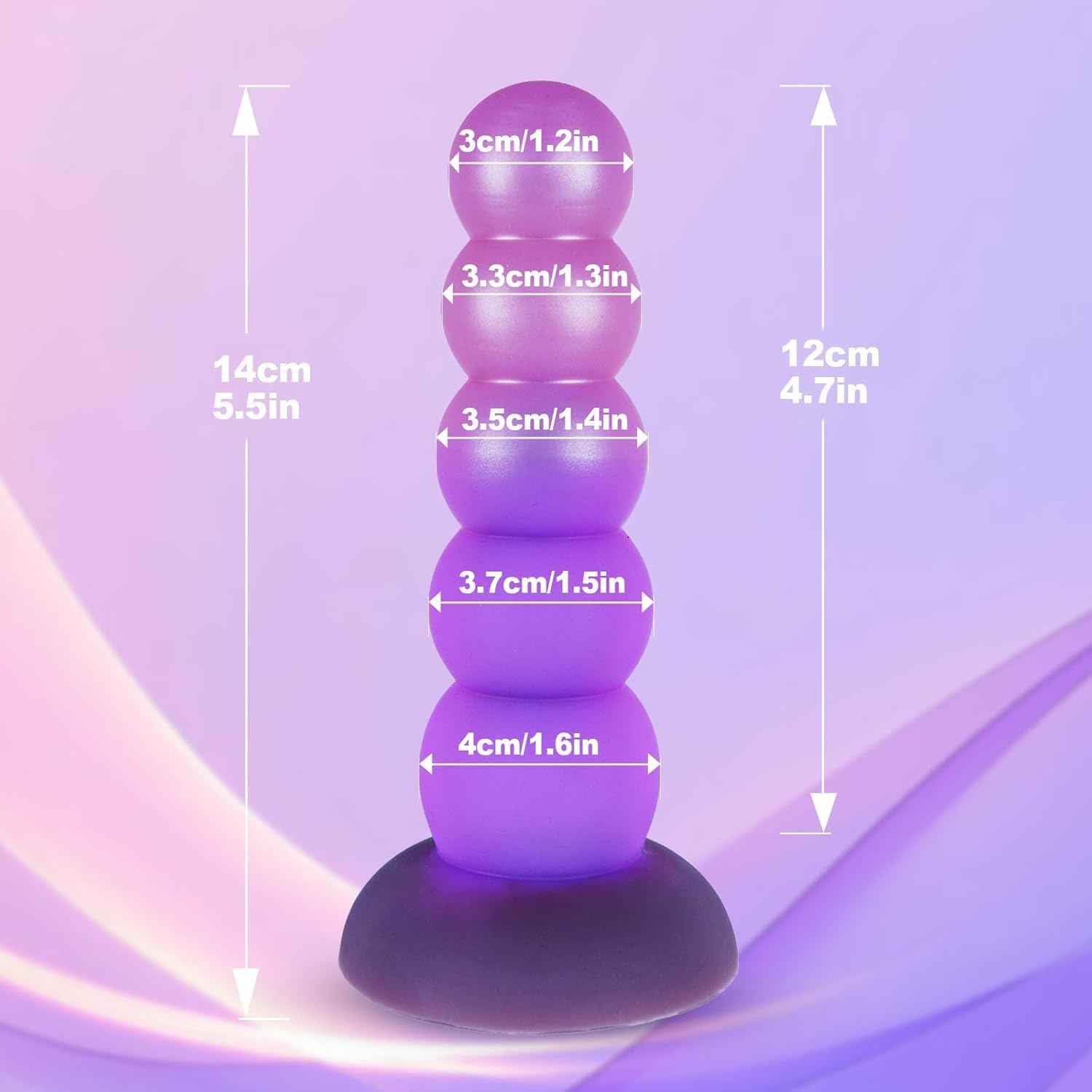 5.5 Inch Small Silicone Beads Dildo Anal Plug with Suction Cup, Soft Fantasy Pink Purple 5 Knots Dildos Butt Plug, G-Spot Dildo Prostate Massager Anal Trainer Expander Sex Toy for Women Men Beginner
