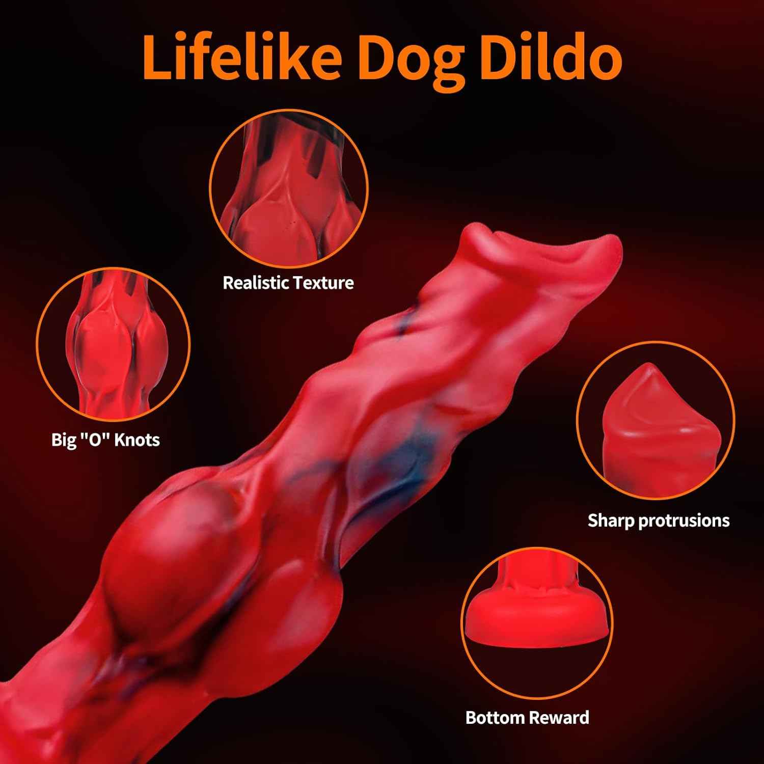 Aitomavalee Wolf Dog Knot Dildo 6.65in Silicone Suction Cup Red