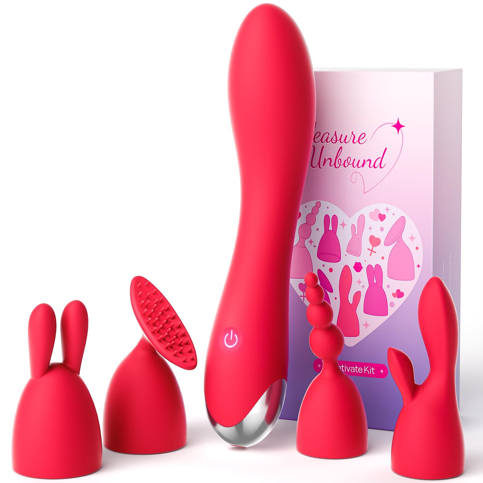MOOLIGIRL Sex Toys Women, Powerful G Spot Vibrator with 4 Replacement Silicone Heads, Adult Sex Toys for Women and Couples, Waterproof IPX6 Vibrating Dildo for Clitoral Nipple and Anal