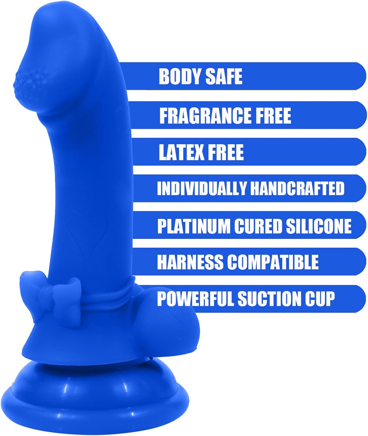 Realistic Soft Dildo for Beginners, Small Silicone Bow Dildo with Strong Suction Cup, Realistic Penis for G-Spot Fantasy Monster Dildos Sex Toys for Women and Couple 5.7" (Blue)