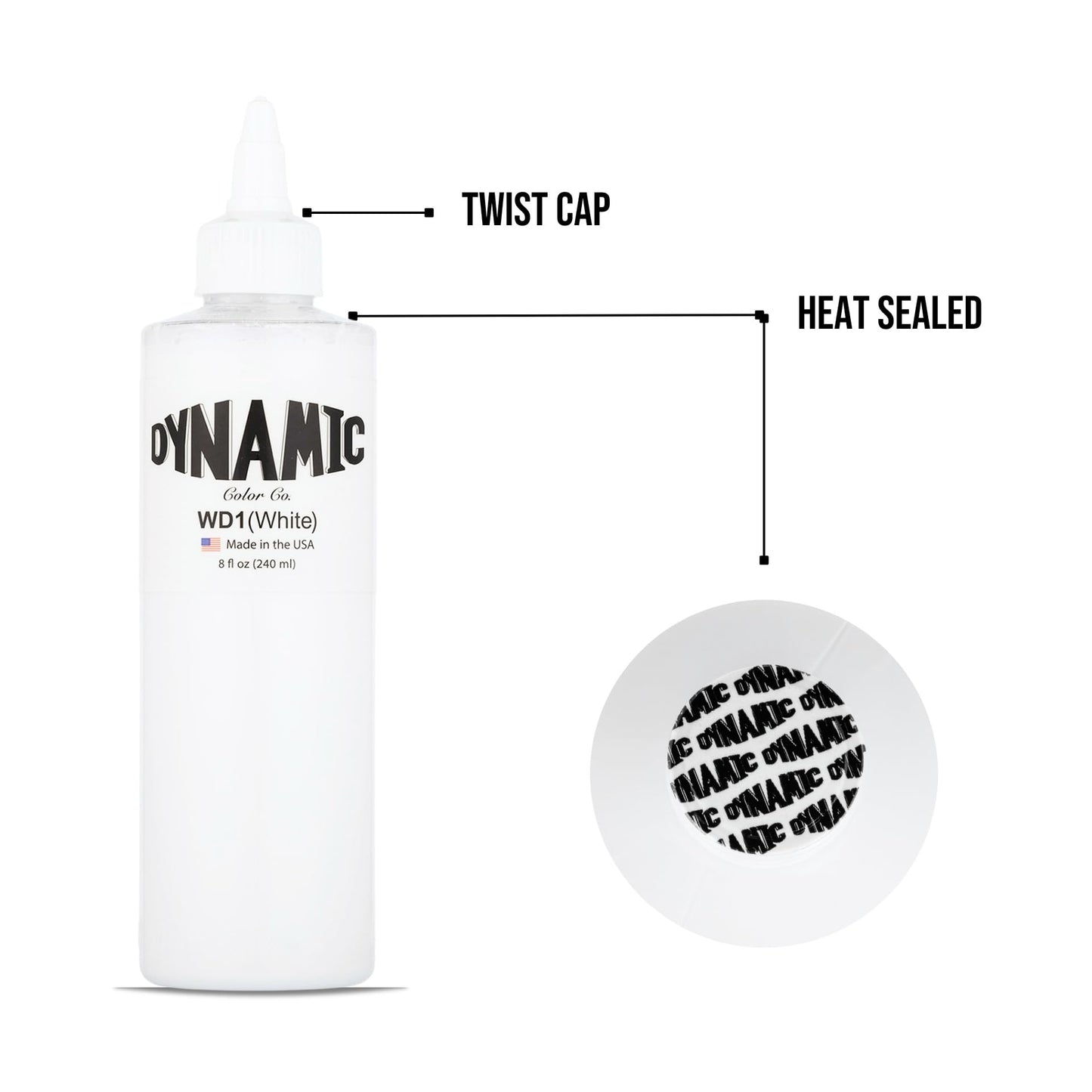 Dynamic Color Co- White Tattoo Ink, Made in USA, Sterilized, Since 1990, Vegan, Premium Quality Pigment for Vivid and Long-lasting Results
