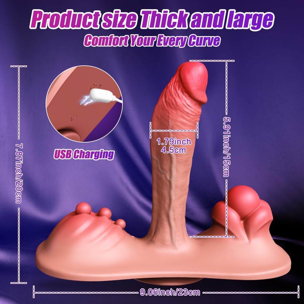 Sit and Ride Dildo Vibrator - Women Sex Toys with 10 Thrusting & Vibrating Modes and Intelligent Heating, Remote Control Thrusting Dildo for Clit Anal G Spot Triple Stimulation Adult Sex Toy Couples