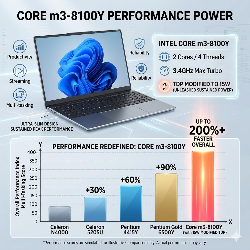OTVOC Laptop Computer 15.6 inch, Compatible with Windows 11, Core Processor, 4GB RAM, 128GB SSD, Up to 2TB, 15.6" FHD IPS 1920x1080, for Students, Business