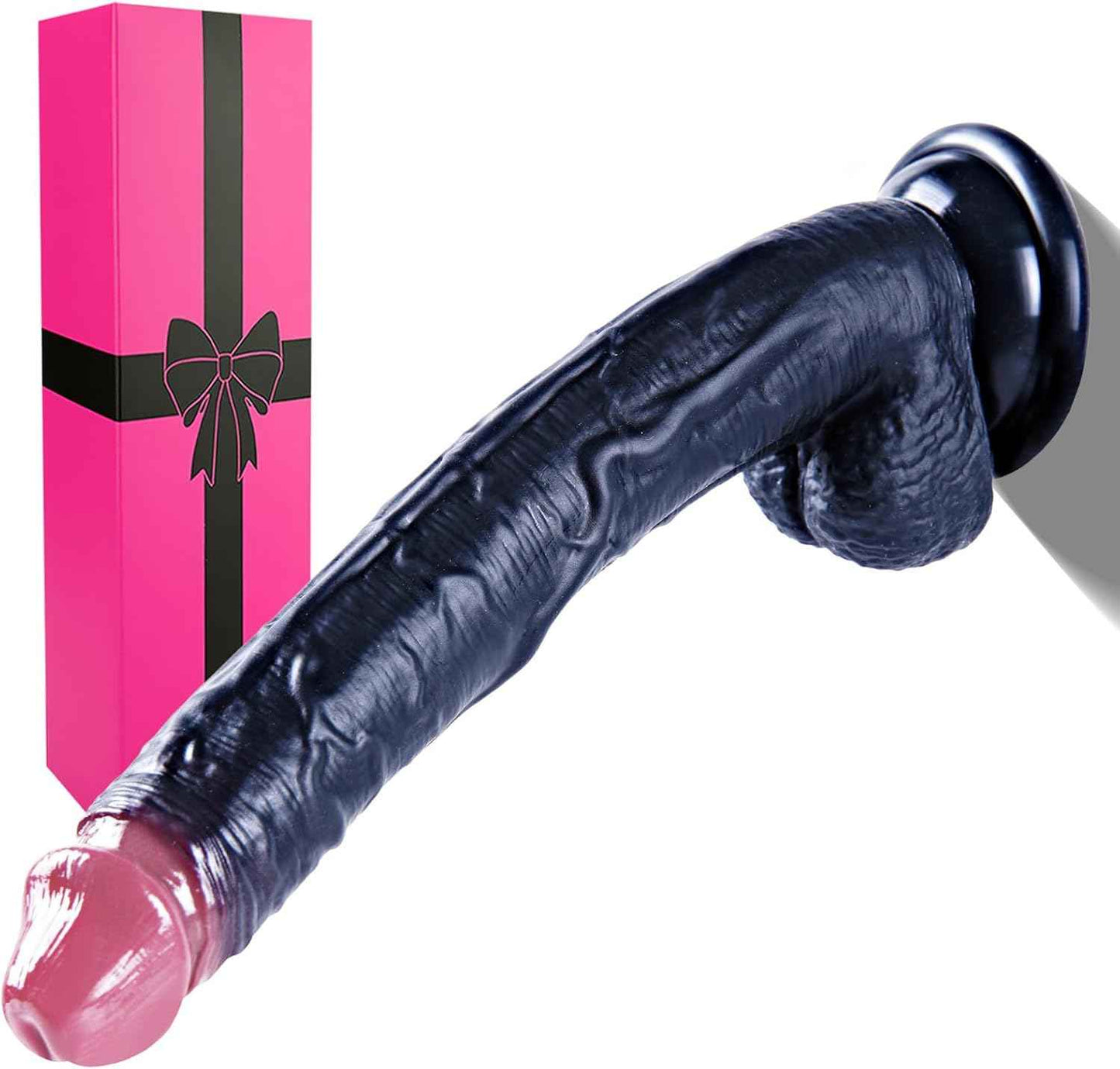 hainuo Realistic Silicone Dildo with Suction Cup Black