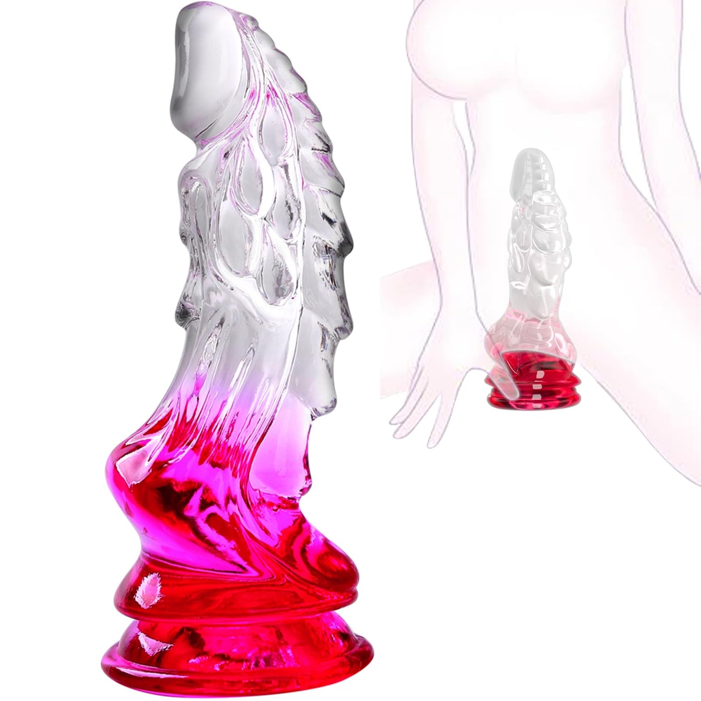 Dragon Dildo, 6.7'' Monster Dildo with Strong Suction Cup, Jelly Clear-Red Gradient Dildos Fantasy Anal Plug Animal Tentacle Dildos Adult Toys for Beginner Unique Valentine's Day Gifts for Him Her