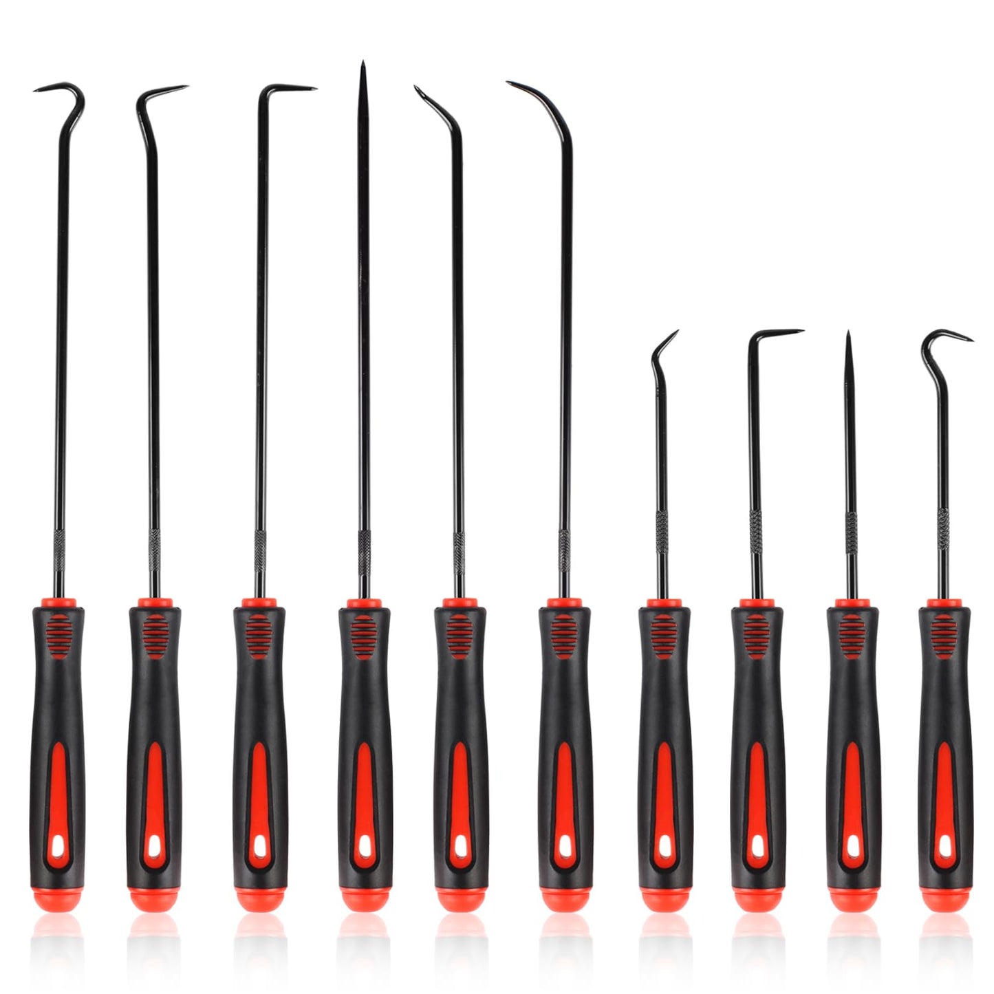 Rindion 10PCS Pick Set Mechanic, Hook and Pick Tool Set with Non-Slip Grip, Long & Mini Automotive Pick Set for O-Ring, Seal & Gasket Removal, Car Repair, Mechanical and DIY Use
