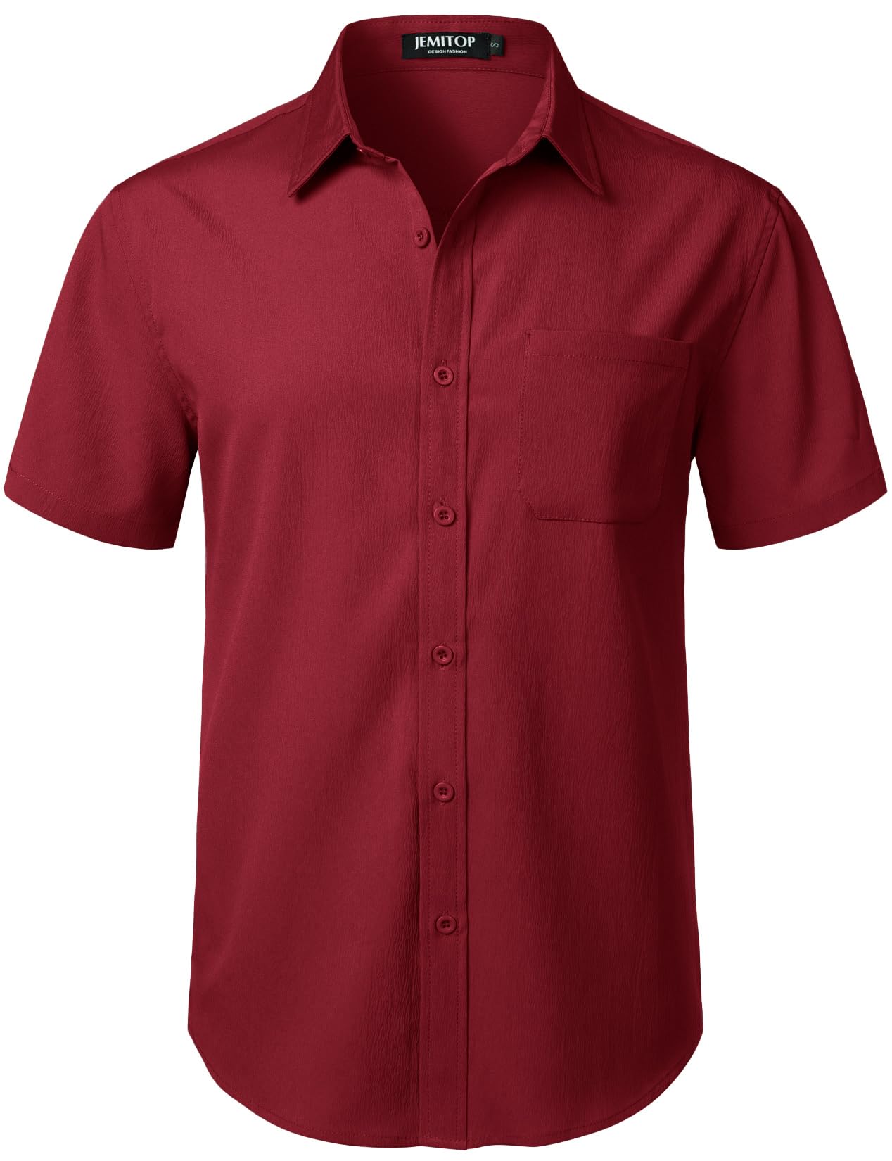 JEMITOP Men's Stretch Wrinkle Free Short Sleeve Texture Shirt Lightweight Summer Button Down Shirts for Beach Vacation