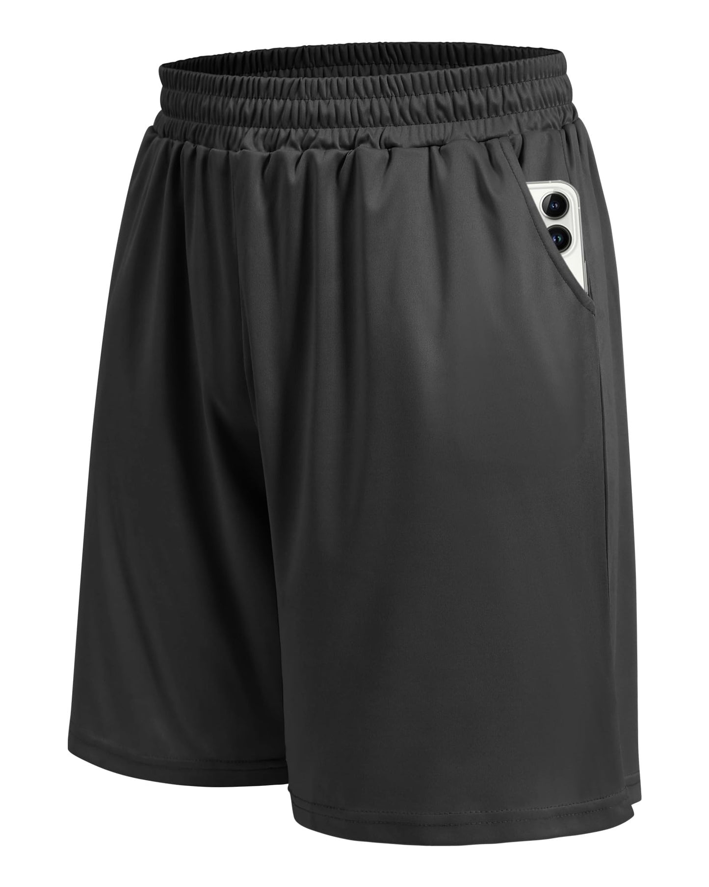 BOOJO 5 Pack Athletic Gym Mens Shorts - Workout Black Quick Dry Basketball Shorts with Pockets for Running Casual Activewear