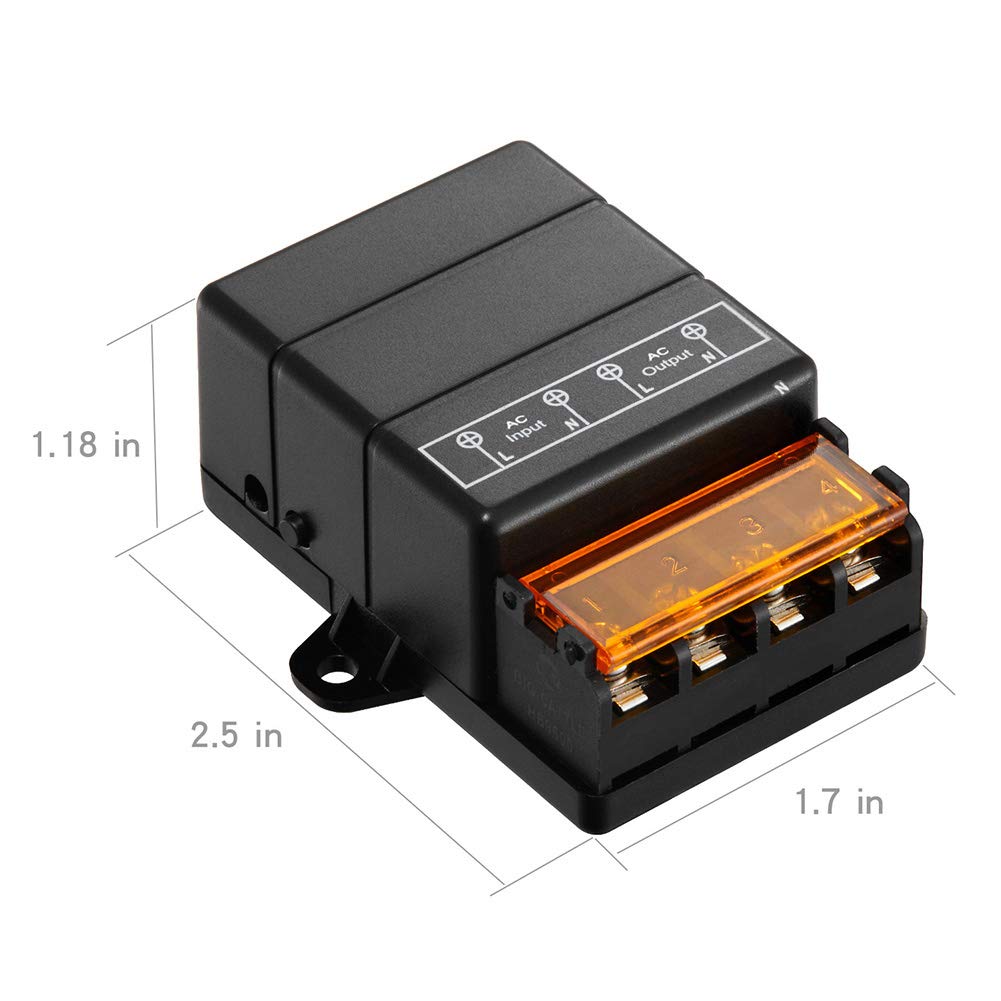 YETOR Wireless Lights Switch kit,AC120V/110V/ /40A Relay Long Range Remote Control Switch for Water Pump, Lights,Household Appliances, Garage Door, Dust Collector(Black)