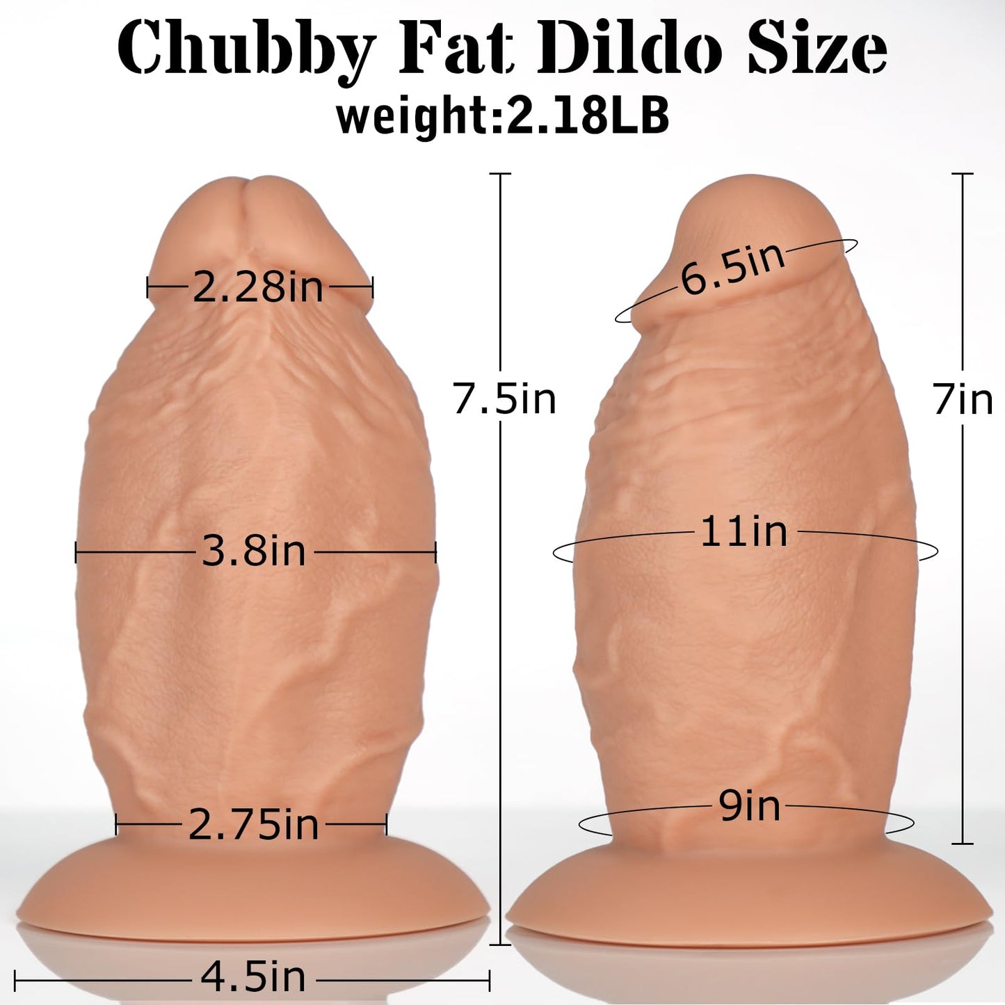 3.8 Inch Diameter Thick Dildo Anal Trainer, 7.5 Inch Huge Silicone Short Fat Dildos Anal Plug with Suction Cup & Ball-Free Design for Deeper Anal Stretch, Giant Girth Toys for Advanced Users