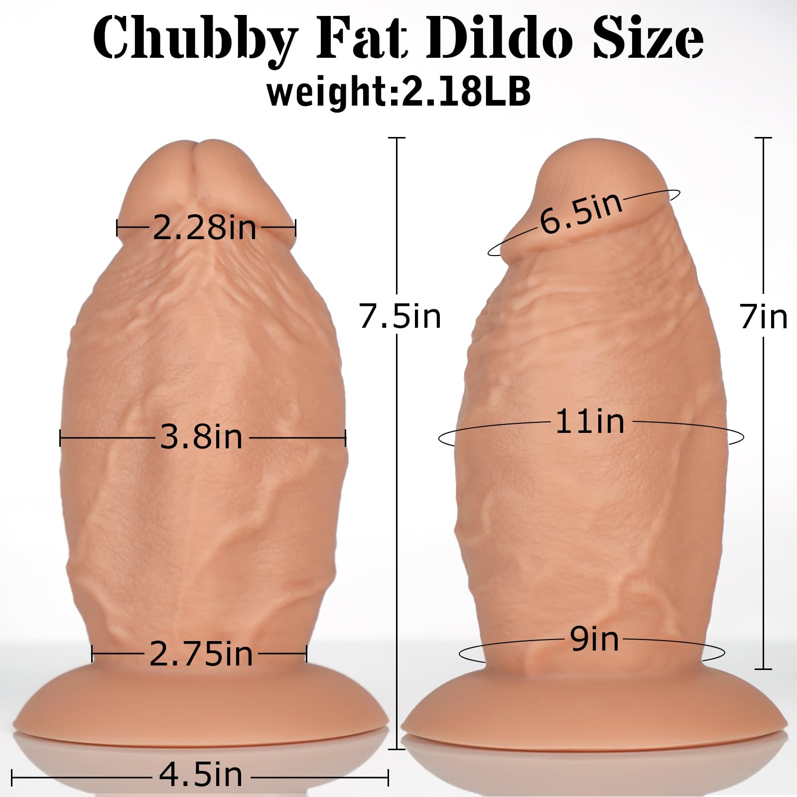 3.8 Inch Diameter Thick Dildo Anal Trainer, 7.5 Inch Huge Silicone Short Fat Dildos Anal Plug with Suction Cup & Ball-Free Design for Deeper Anal Stretch, Giant Girth Toys for Advanced Users