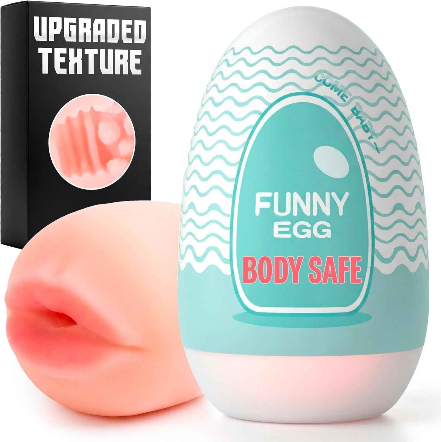 Ultra-Stretchy Egg Male Masturbator with Discreet Storage Case - Pocket Pussy with Realistic Soft Texture - Compact Adult Sex Toy for Men - Pussy Pocket - Stress Relief Gifts for Men ST-001