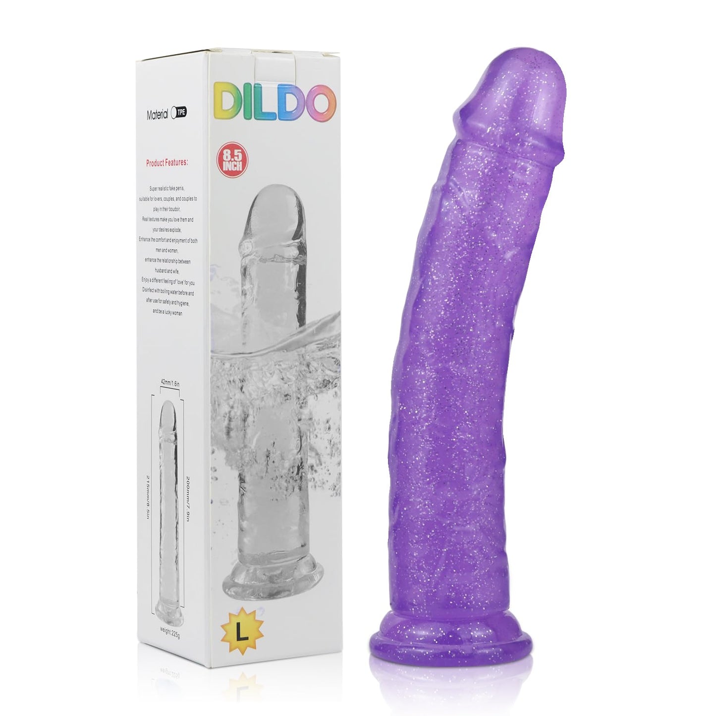 9 Inch Colorful Silicone Dildo, Blue-Yellow Clear Soft Flexible Dildo with Strong Suction Cup for Hands Free Play, Adult G-Spot Sex Toys for Vaginal and Anal Stimulation