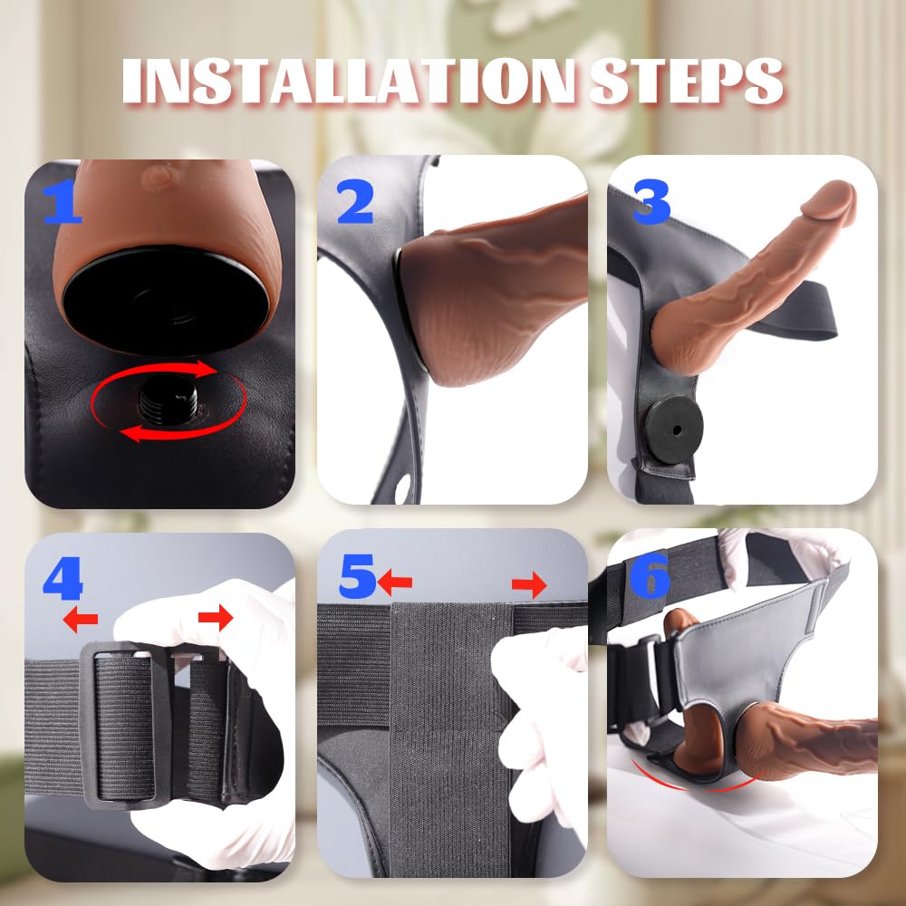 KSOCOEY Strap On Vibrating Dildo Womens Sex Toys - Wearable Strap On Harness with 2 Removeable Realistic Retractable Dildos Anal Plug Female Fantasy Vibrator G-Spot Sex Toys for Lesbian Women Couples