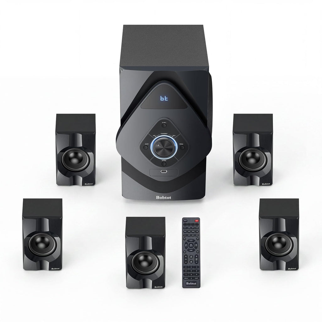 Bobtot Home Theater System Wireless Rear Satellite Speakers 800W 6.5 inch Subwoofer 5.1/2.1 Channel Surround Sound Systems with ARC Optical Bluetooth Input