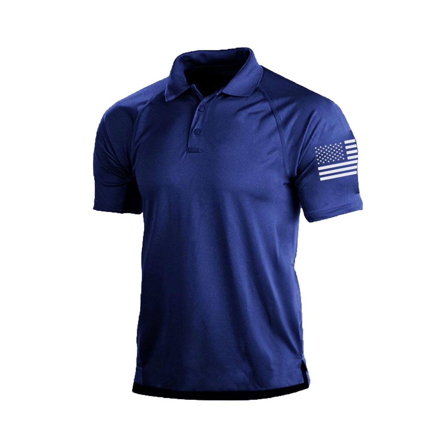 H HYFOL Short Sleeve Polo Shirts for Men Graphic Stretch Casual American Patriotic Raglan Golf Polos for Men