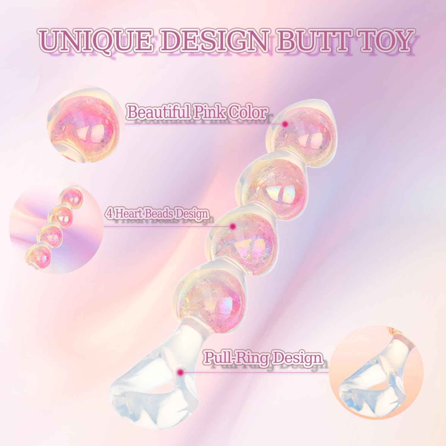 Anal Beads Butt Plug for Beginner, 6.3” Small Anal Dildo with Pull Ring Crystal Clear Dual Layer Silicone Adult Anal Toy for Anal Training and Women Men Sex Game Play