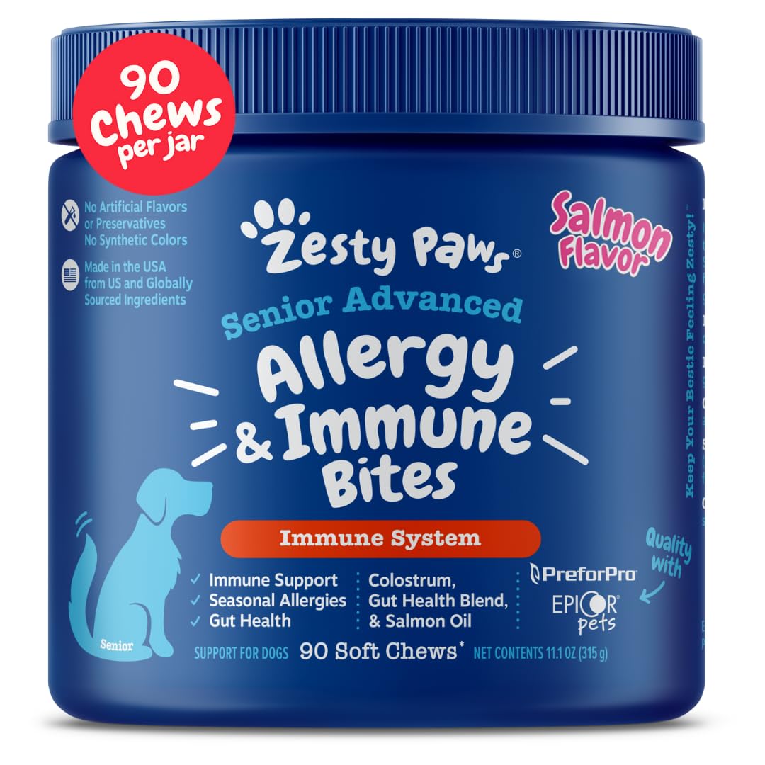 Zesty Paws Dog Allergy Relief- Dog Itching Skin Relief- Dog Probiotics for Itchy Skin and Itchy Ears- Dog Allergy Paw Relief- Dog Allergy Chews- Dog Itch Relief - Dog Skin Allergy Relief