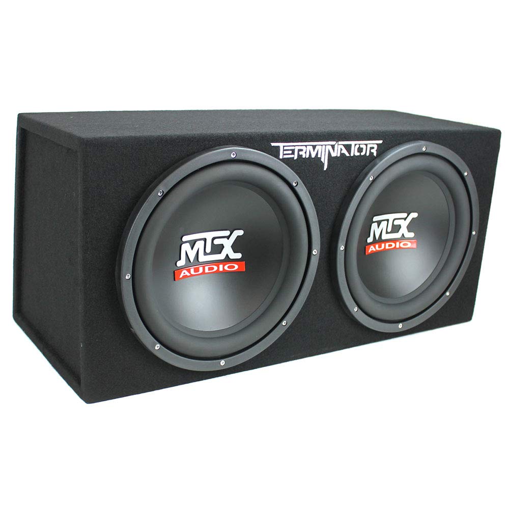 MTX 12-Inch Dual Subwoofer with Amp & Wiring Kit - Car Sound System Bundle with 1200W Peak Loaded Enclosure, Planet Audio Peak 1500W Monoblock Amplifier, and Soundstorm 8 Gauge Wiring Set