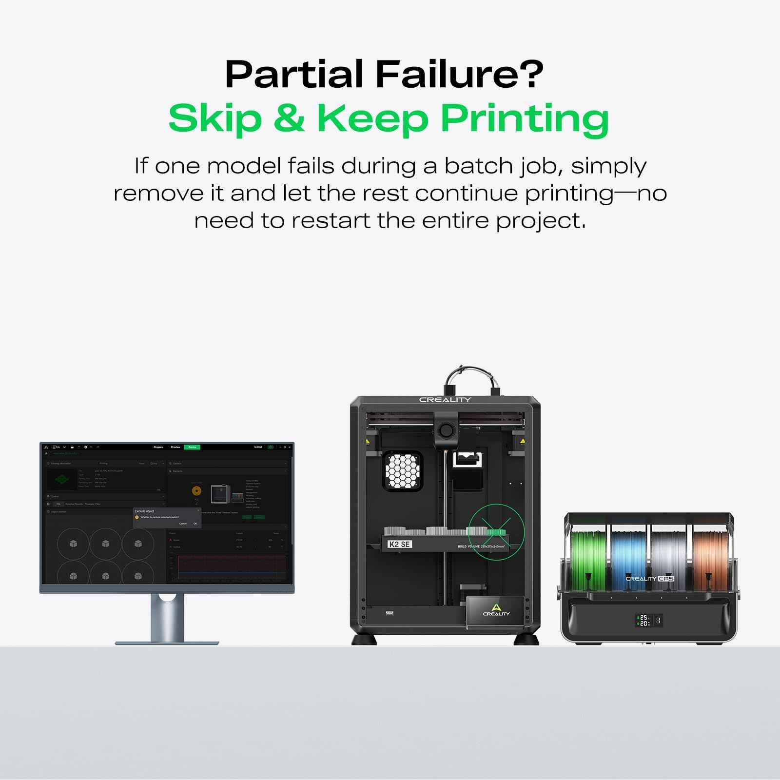 Creality K2 SE 3D Printer, 500mm/s High-Speed Printing, Support Multi Color 3D Printing Needs CFS, Solid Metal Build, Auto Leveling