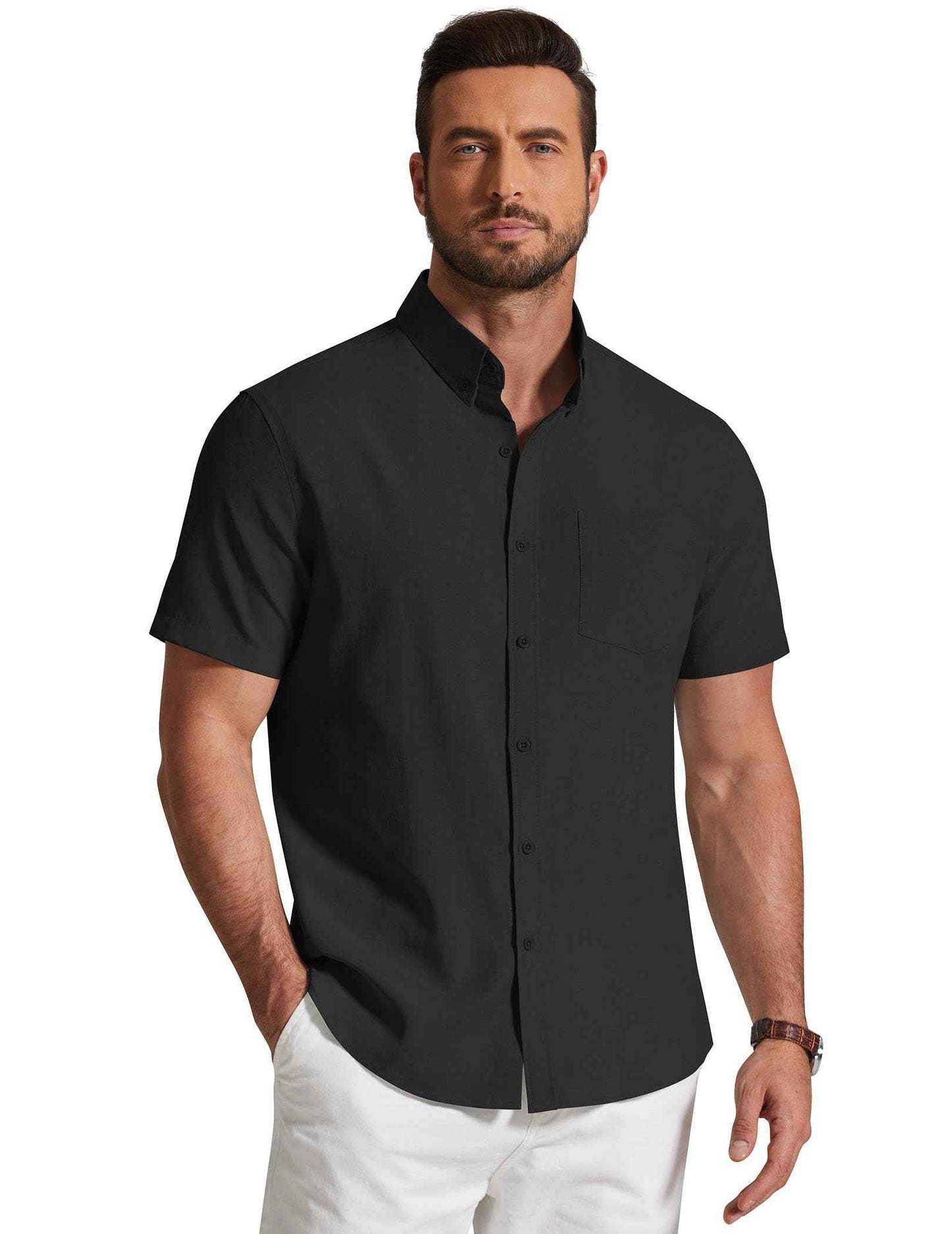 COOFANDY Men's Short Sleeve Oxford Shirt Casual Button Down Shirts Summer Untucked Dress Shirt with Pocket