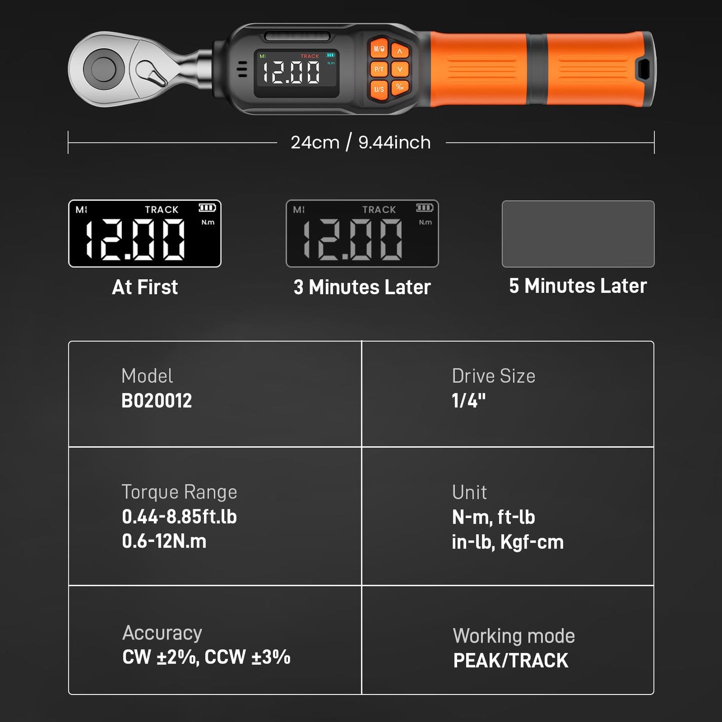 Fanwiike Digital Torque Wrench, Inch Pound Torque Wrench Electronic with Buzzer & LCD Indicator, Electric Torque Wrench Set for Cars Automotive Motorcyce