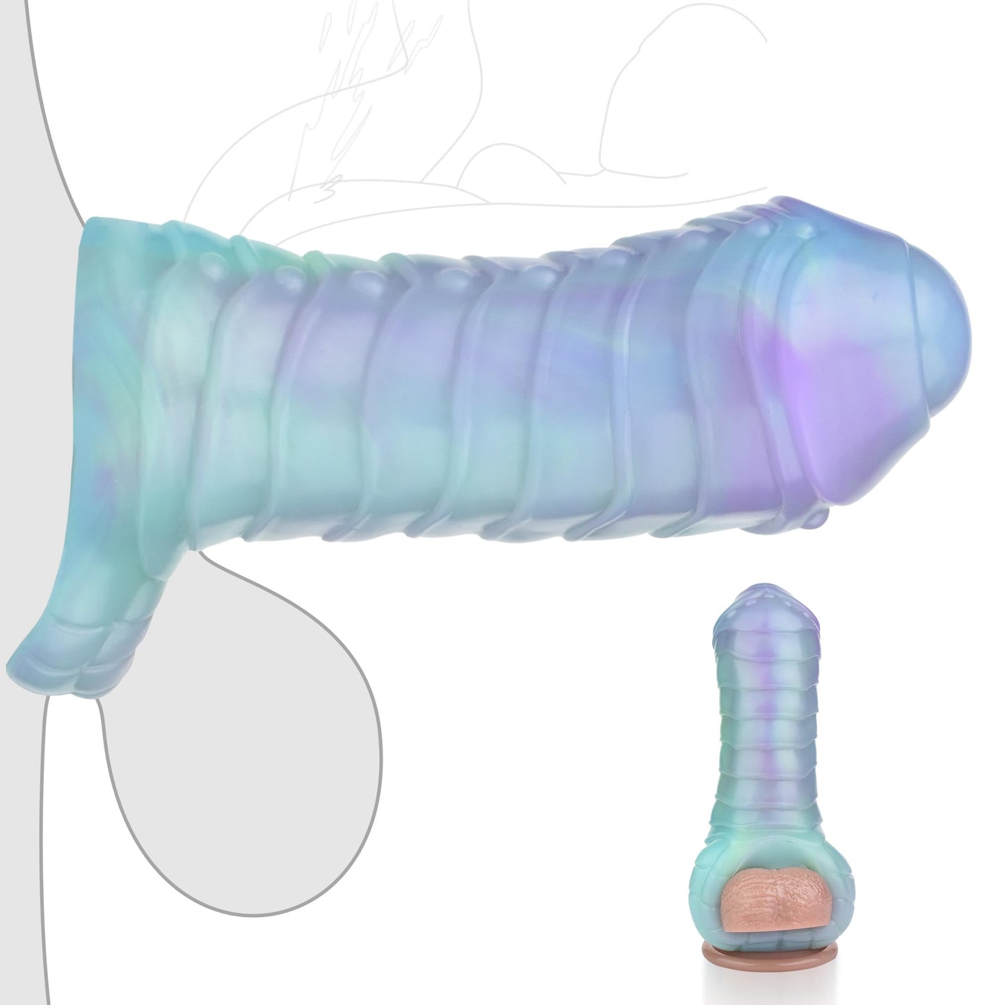 Realistic Glow G-spot mimics Animal Dildo Sleeve for Women, Stretchy Stretch Good, Glow in The Dark, ano-Vaginal Dildo Sleeve Sex Toy, Adult Toy Novelty for Couples