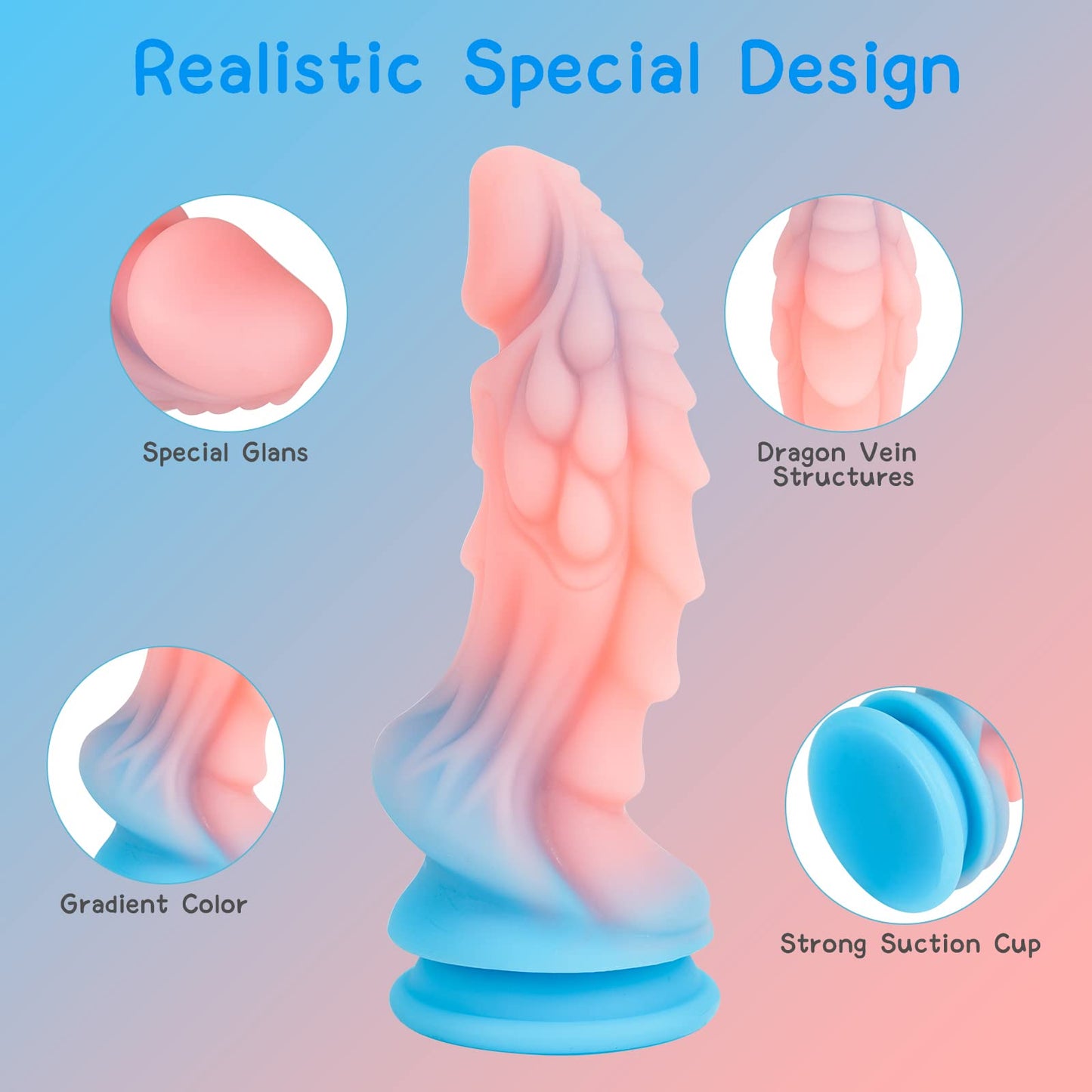 Realistic Silicone Dildo for Women: 8.66 Inch Big Dragon Monster Dildo with Strong Suction Cup for Hands-Free Play, Large Anal Plug Dildo Adult Sex Toys for Female or Men