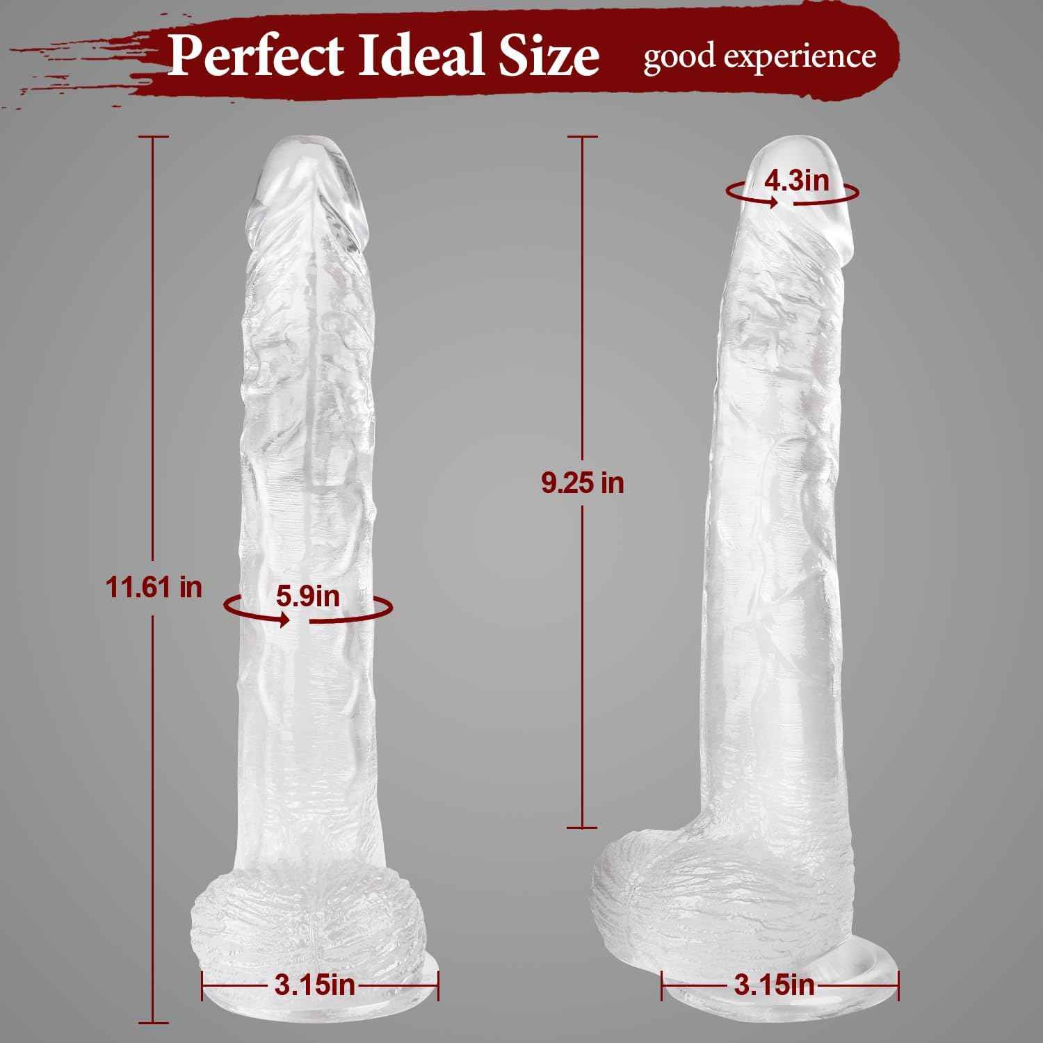Veatrylove Lifelike TPE Dildo 11.61 Inch with Suction Cup