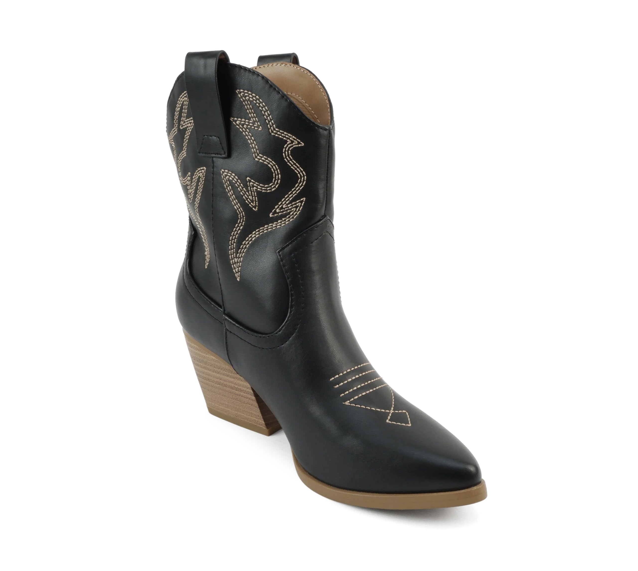 Soda “BLAZING” ~ Women Western Bootie Pointe Toe with Low Heel (Wide Fit Available)