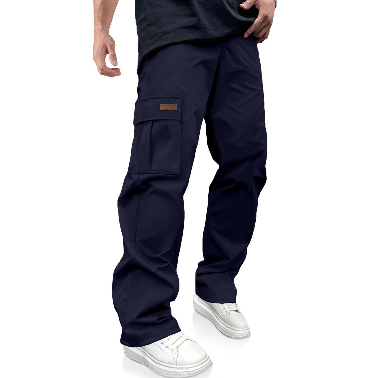PLEPAN Men's Casual Cargo Pants Drawstring Hiking Workout Tactical Joggers Sweatpants for Men with Pockets