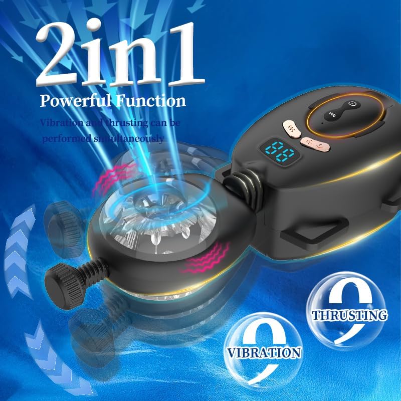 Wordone Wearable Automatic Male Masturbator with Adjustable LCD Display Black