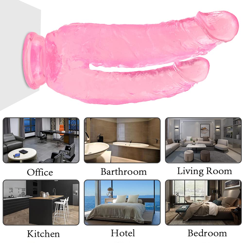 New 8.26 Inch Adult Toy for Women Realistic Silicone Double Dick Thrusting Wand for Hands-Free Thrusting Play 5y12