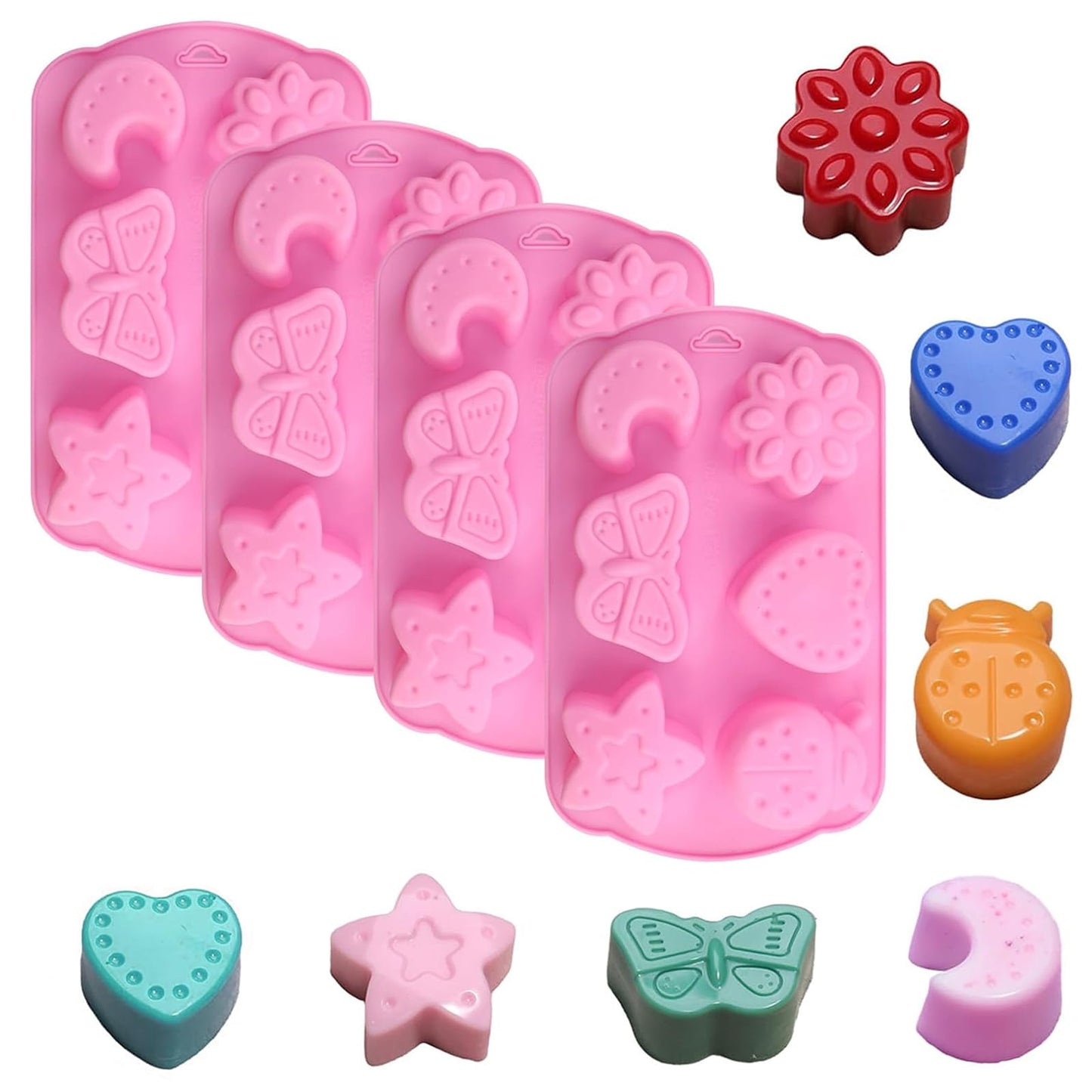 Silicone Soap Molds, Different Cavities Soap Mold with Different Shapes, Perfect for Soap Making, Handmade Cake Chocolate Desserts Biscuit Pudding Teacake Jelly