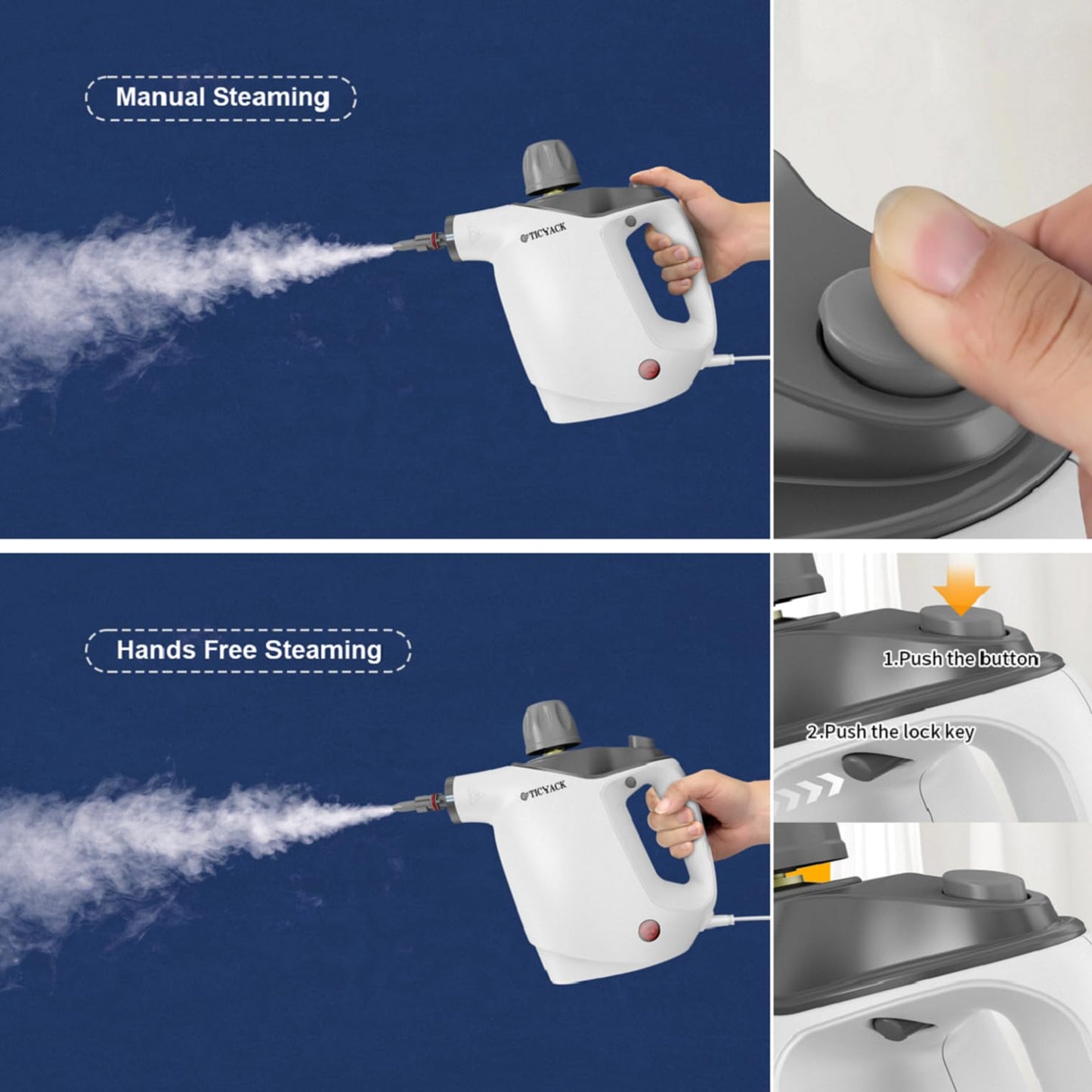 Handheld Steam Cleaner, Steam Cleaner with 16 PCS Accessory & Safety Lock, 500ML Capacity, Multi-Surface Deep Cleaning for Home, Car, Bathroom, Grout, Floor, Window