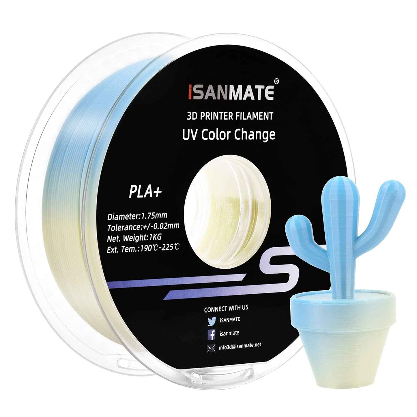 iSANMATE's 3D Printer Filament, PLA Filament 1.75 mm Dimensional Accuracy +/- 0.02 mm, 1 KG Spool