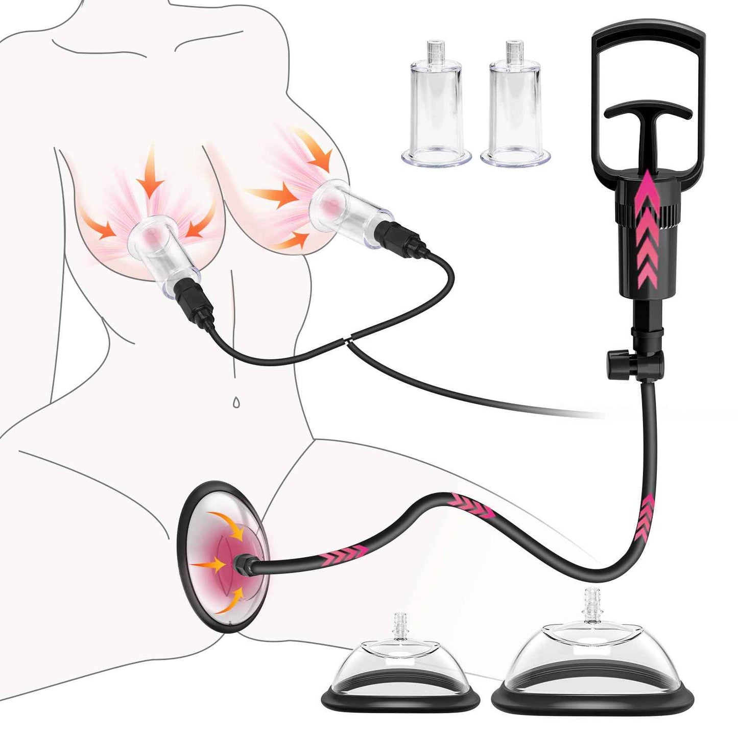 Pussy Pump Nipple Sucking Toys for Women - Female Vacuum Vagina Pump with 4 Cups & Clitoral Sucking for BDSM Pleasure