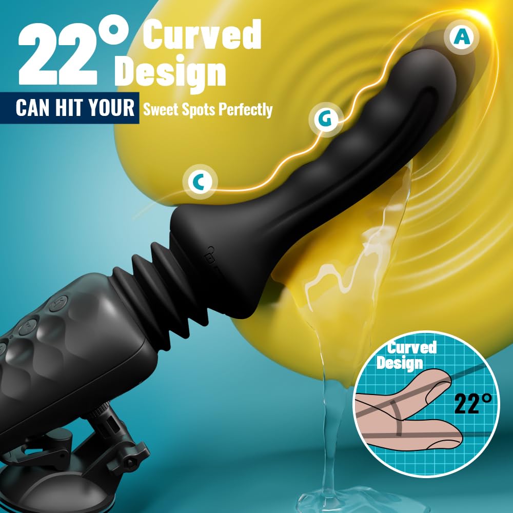 Thrusting Dildo Vibrator Sex Machine-7 Vibration&5 Thrusting Modes with 22° Curved Design for G Spot Clitoral Anal Stimulation, Rotatable Vibrating Realistic Dildo Adult Sex Toy for Female Men Couples