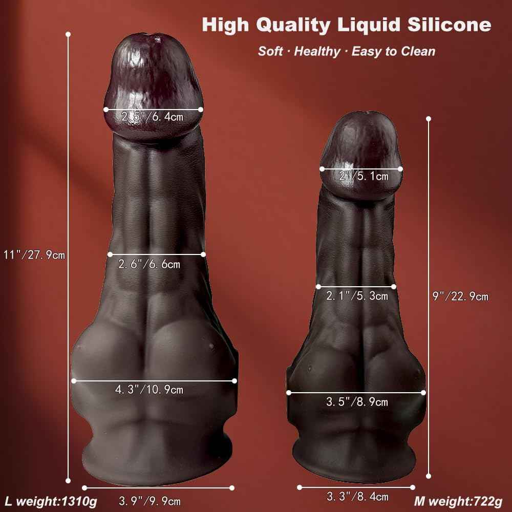 Realistic Brown Fantasy Male Abs Dildo Sex Toy, Silicone Huge Thick Dildos with Suction Cup, Curved Giant Anal Butt Plug Sex Toys for Women Men Couples Vagina Prostate Stimulation (L)
