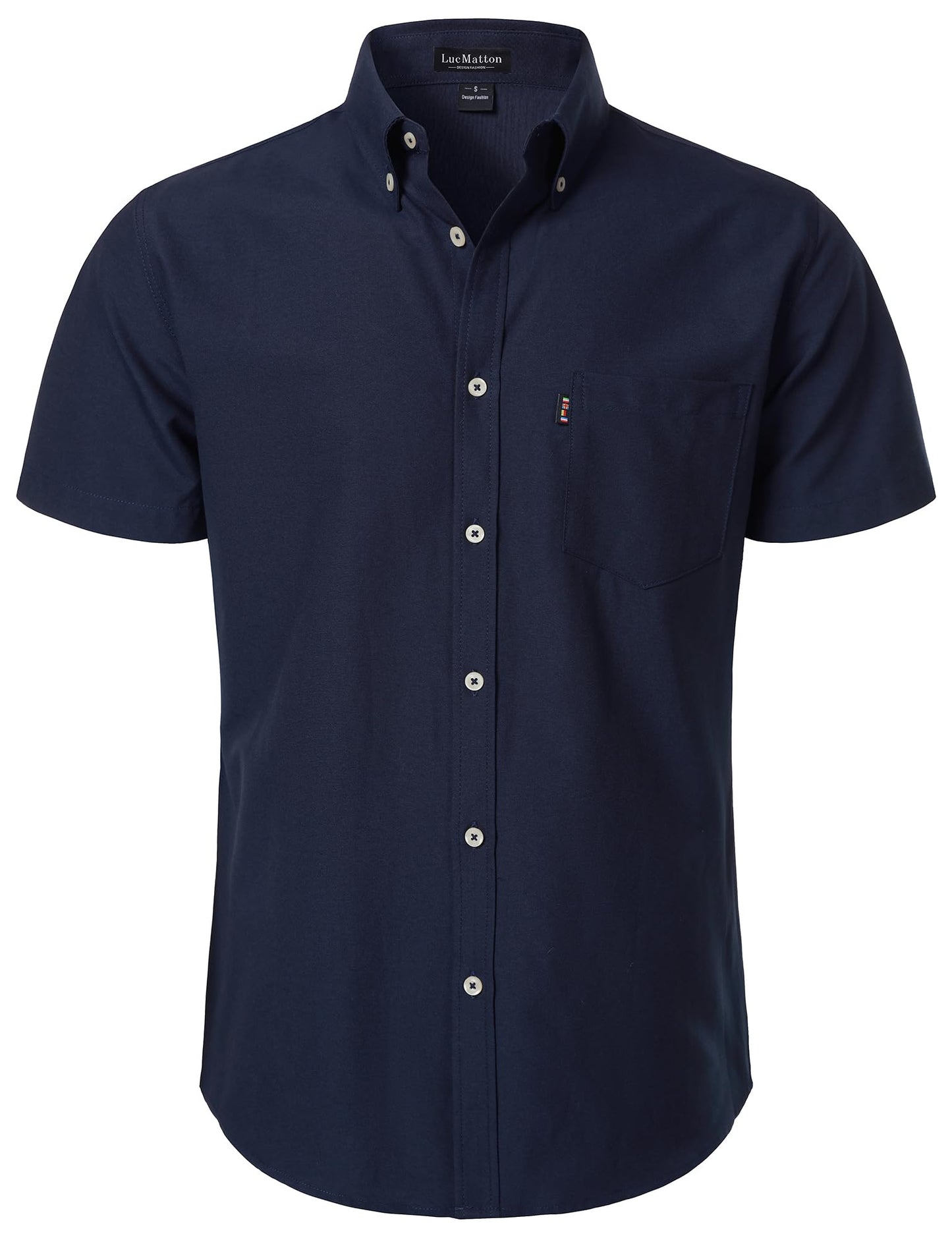 LucMatton Men's Oxford Short Sleeve Button Down Shirt Summer Casual Midweight Regular fit Dress Shirts with Pocket