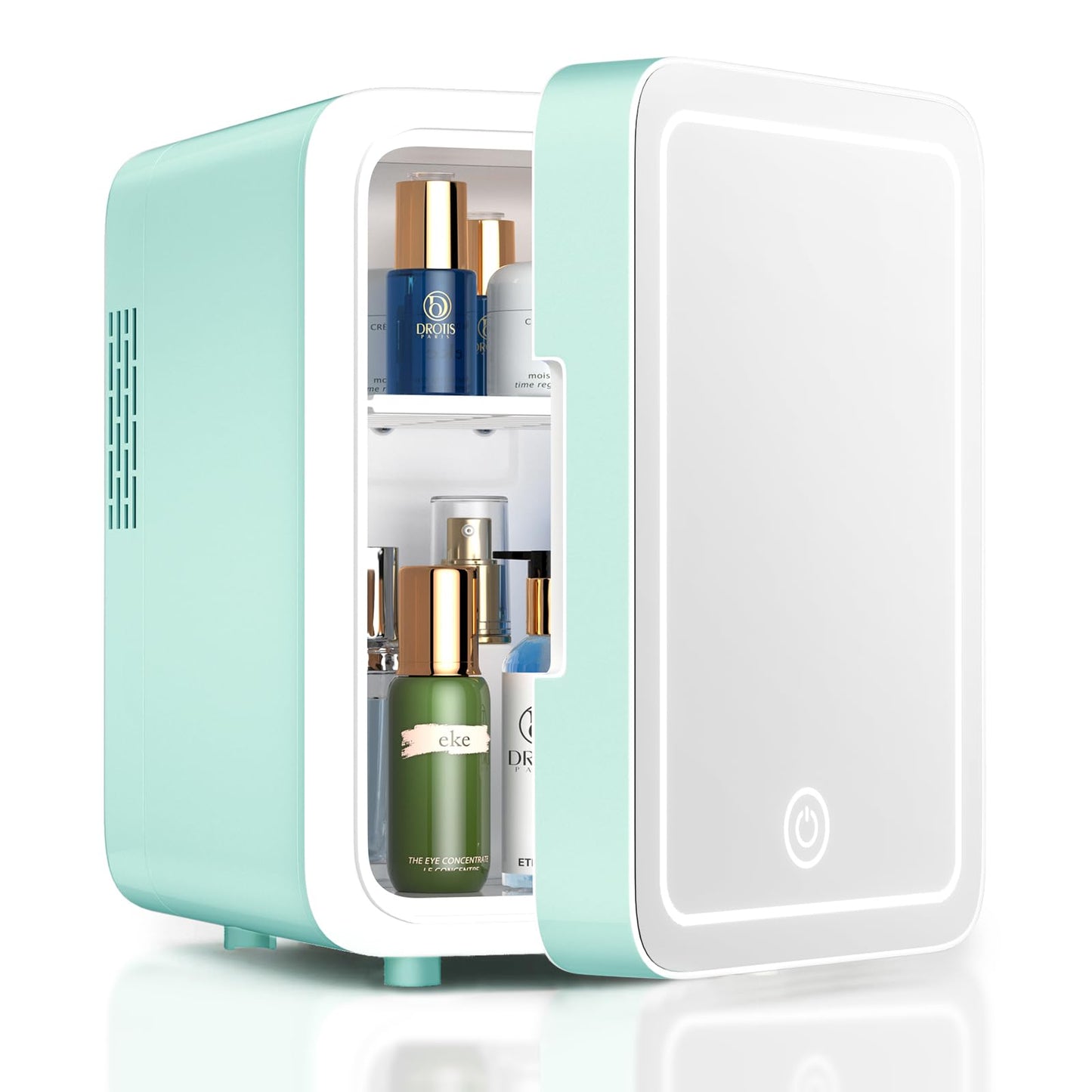 CUTIEWORLD Skincare Fridge With Dimmable LED Light Mirror