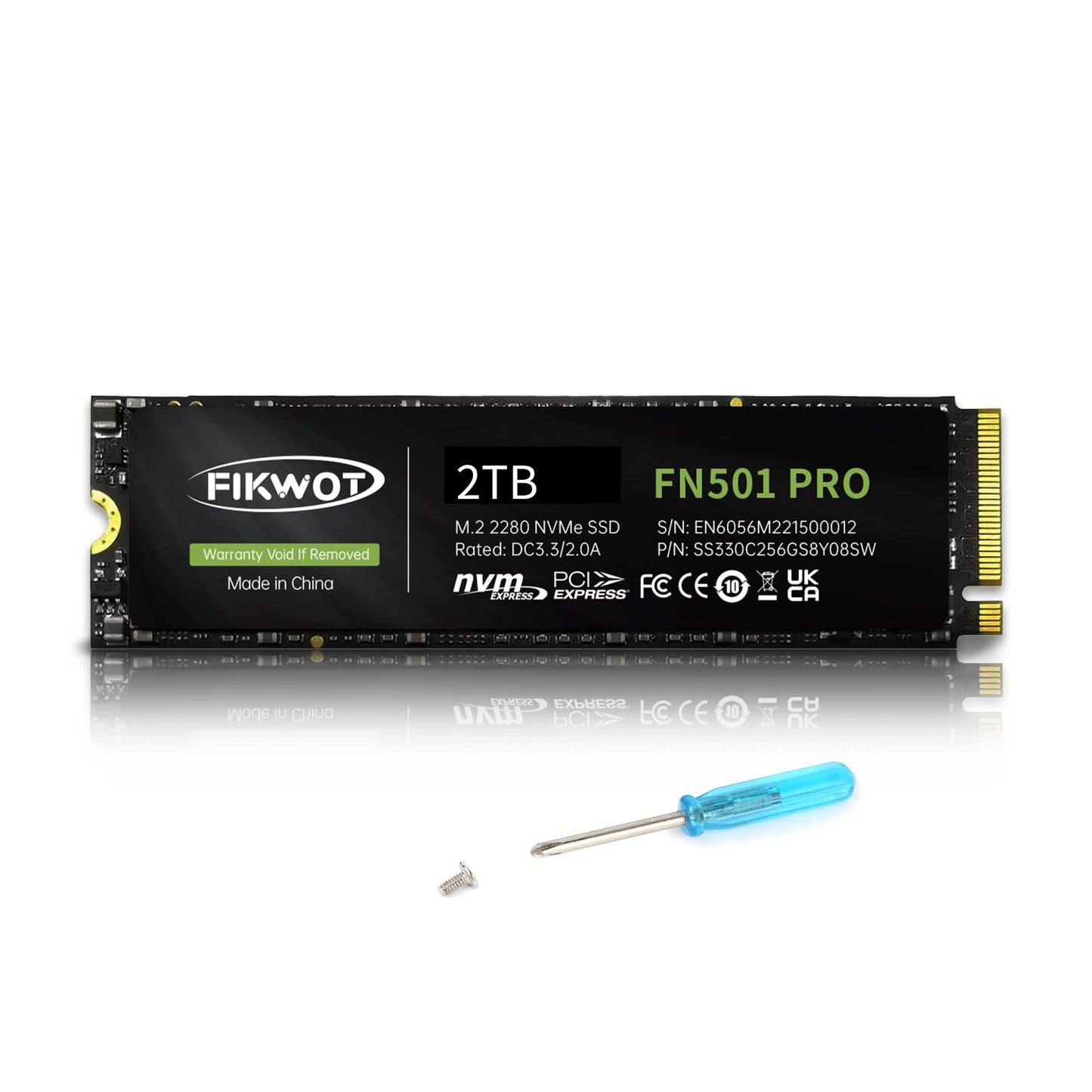Fikwot FN501 Pro NVMe SSD - M.2 2280 PCIe Gen3 x4 Internal Solid State Drive with Graphene Cooling Sticker, Up to 3,500MB/s, SLC Cache 3D NAND TLC, Compatible with Laptop & PC Desktop
