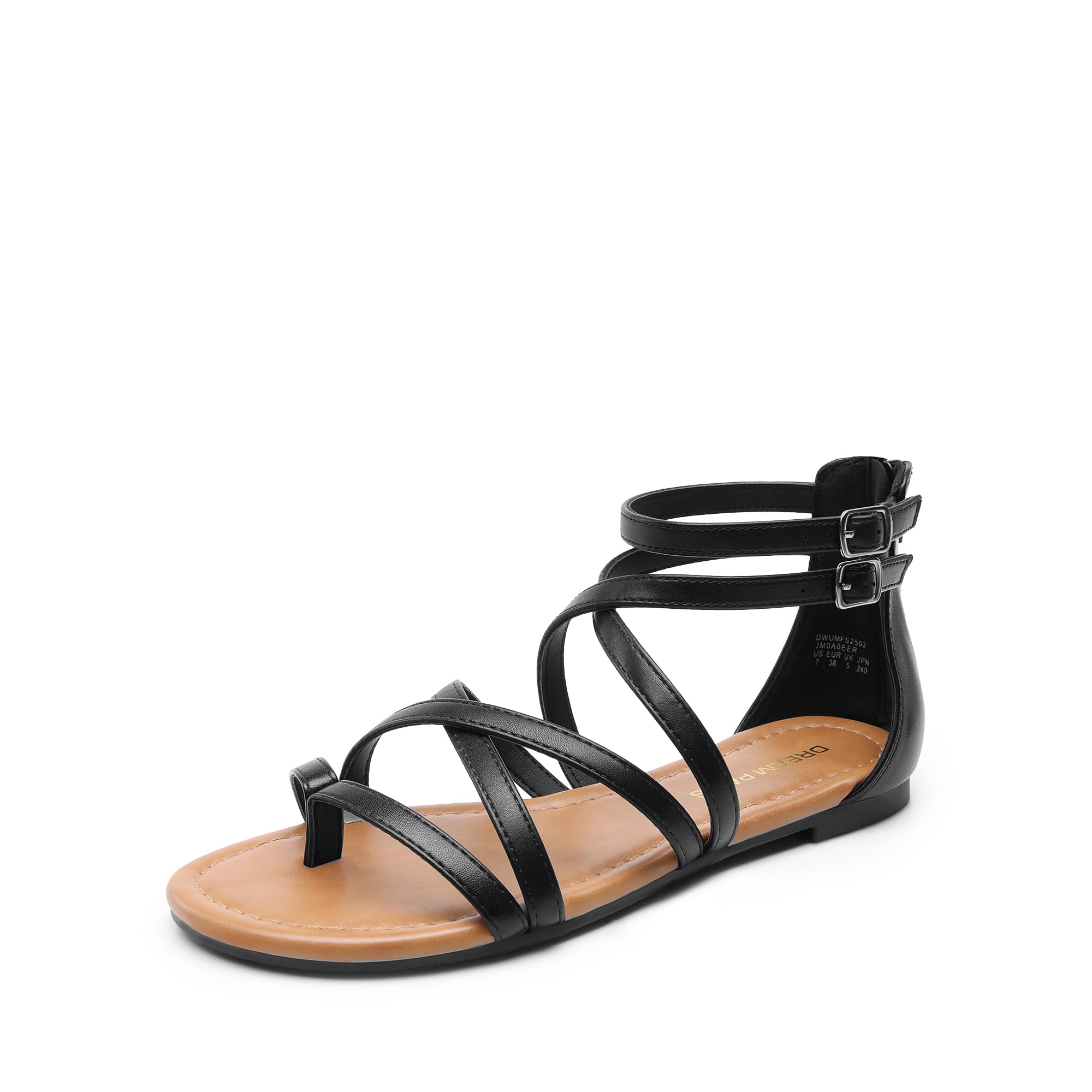 DREAM PAIRS Women's Dressy Gladiator Summer Cross Strappy Sandals Comfort Flat Casual Beach Fisherman Thong sandals