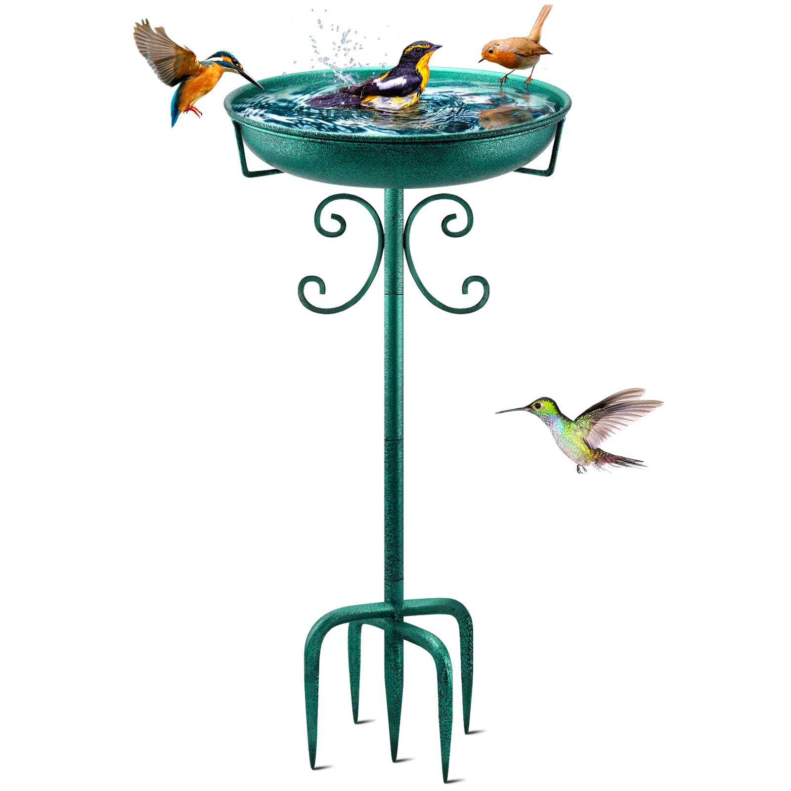 Daoeny Heavy Duty Bird Baths for Outdoors, 35In Outdoor Freestanding Birdbaths & Birdfeeder, Bird Bath Feeder Bowl with Metal Stake Garden Patio Yard Lawn Decor, Upgraded 5-Pronged Base