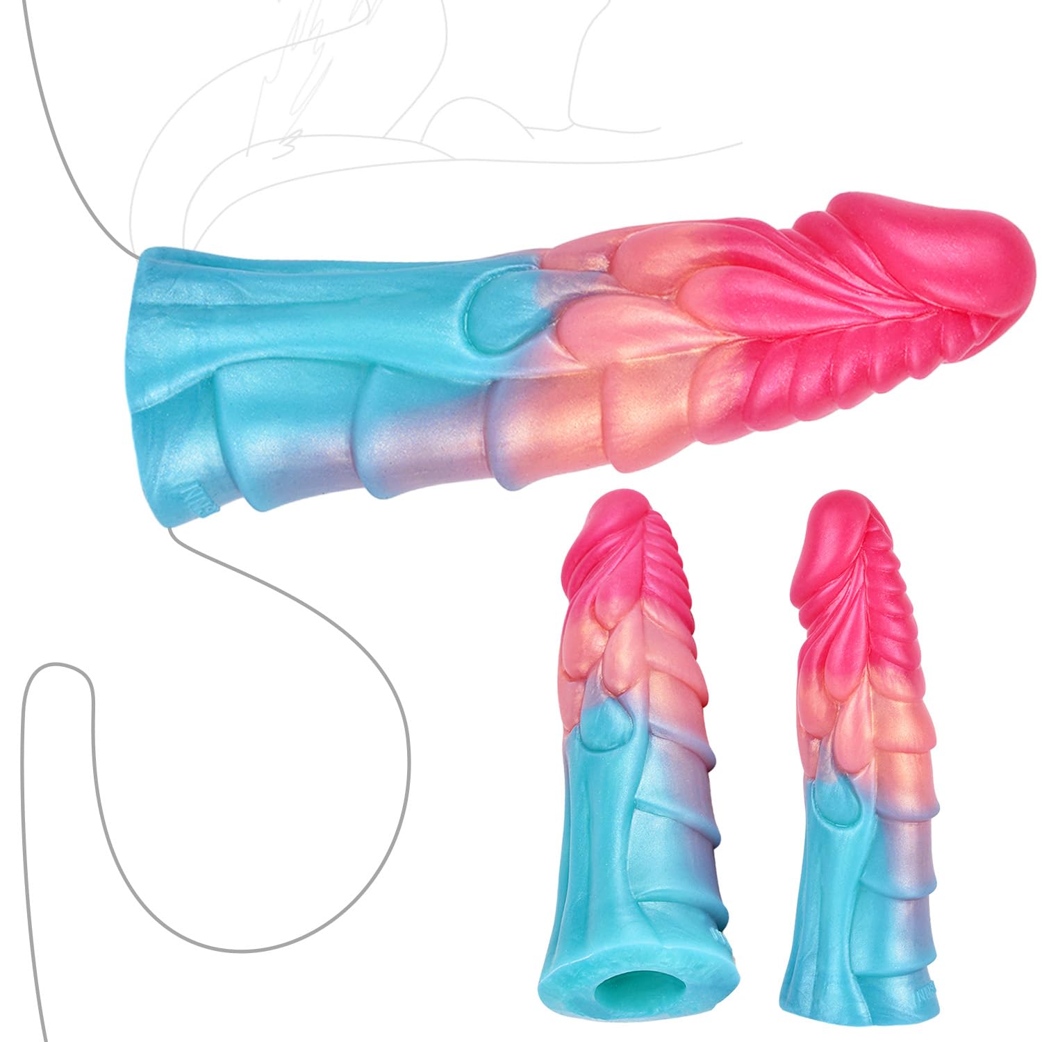 Dragon Penis Sleeve Cock Sleeve Sex Toy for Men, 8 Inch Monster Huge Thick Dildo Sleeve Penis Sheath Extender Enlarger, Anal G Spot Stimulator Beginner Soft Silicone Adult Sex Toys for Men and Couple