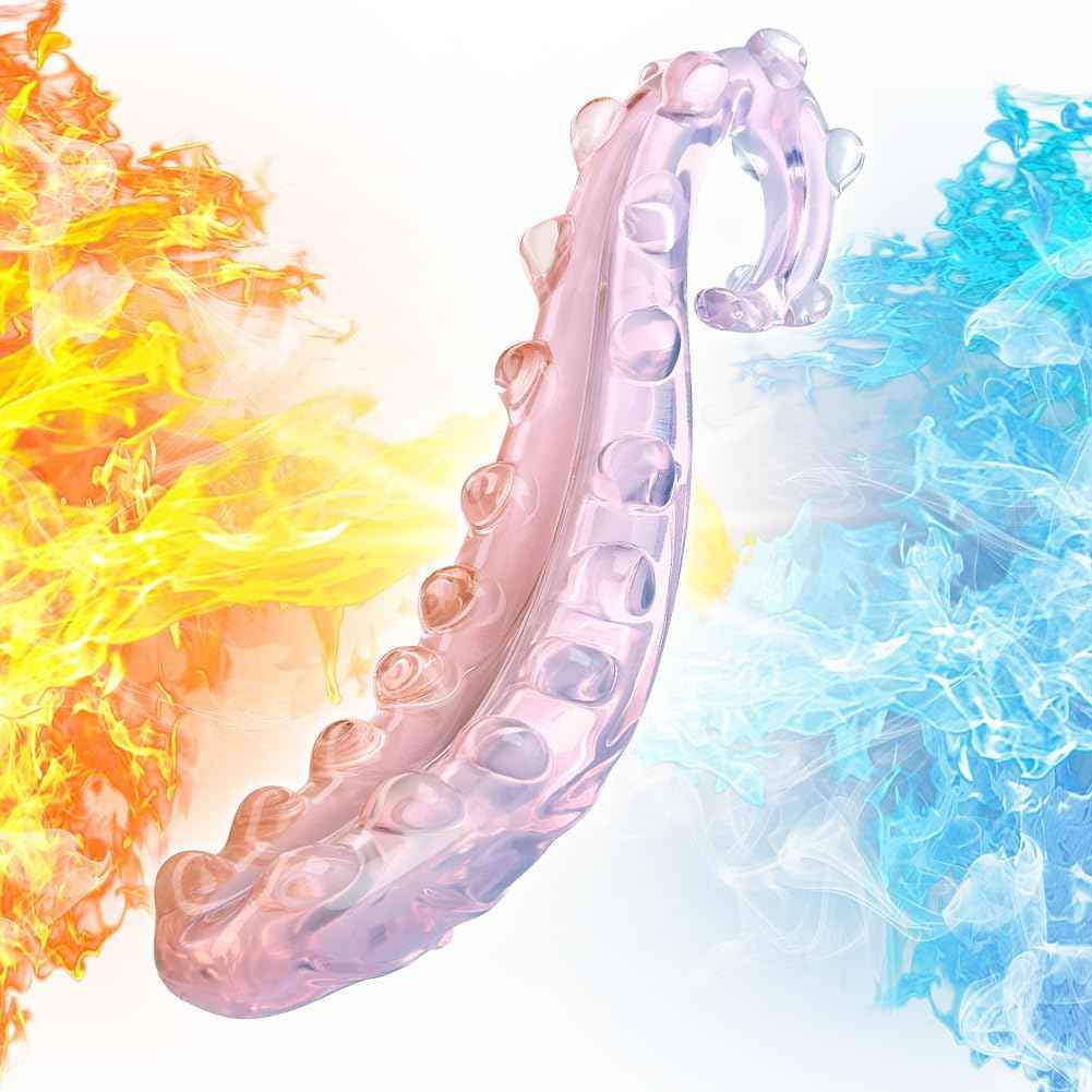 Crystal Glass Dildo G-Spot Anal Dildo Pink Fantasy Tentacles Crystal Glass Anal Plug Butt Plug G-Spot Prostate Massager Anal Sex Toys for Women Men Couple