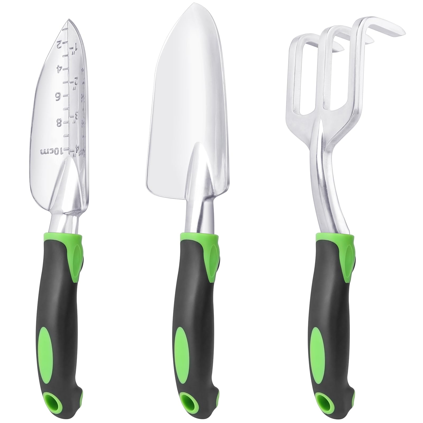 Garden Tools Set, 3 Pack Heavy Duty Gardening Tools Set Include Garden Shovel, Transplant Trowel and Hand Rake