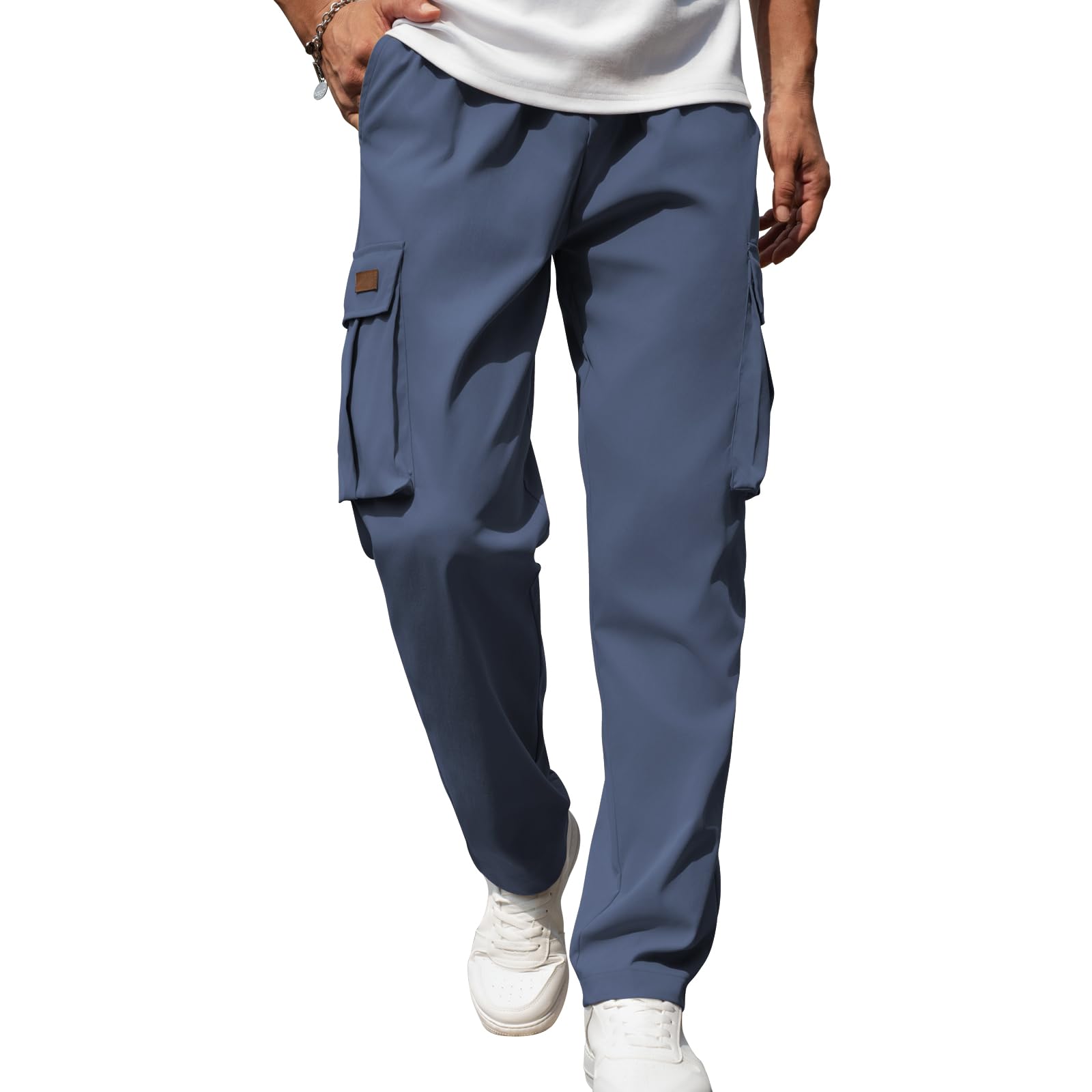 Mancozy Men's Casual Cargo Sweatpants Waist Drawstring Joggers Tactical Loose Fit Pants for Men with Multi Pockets