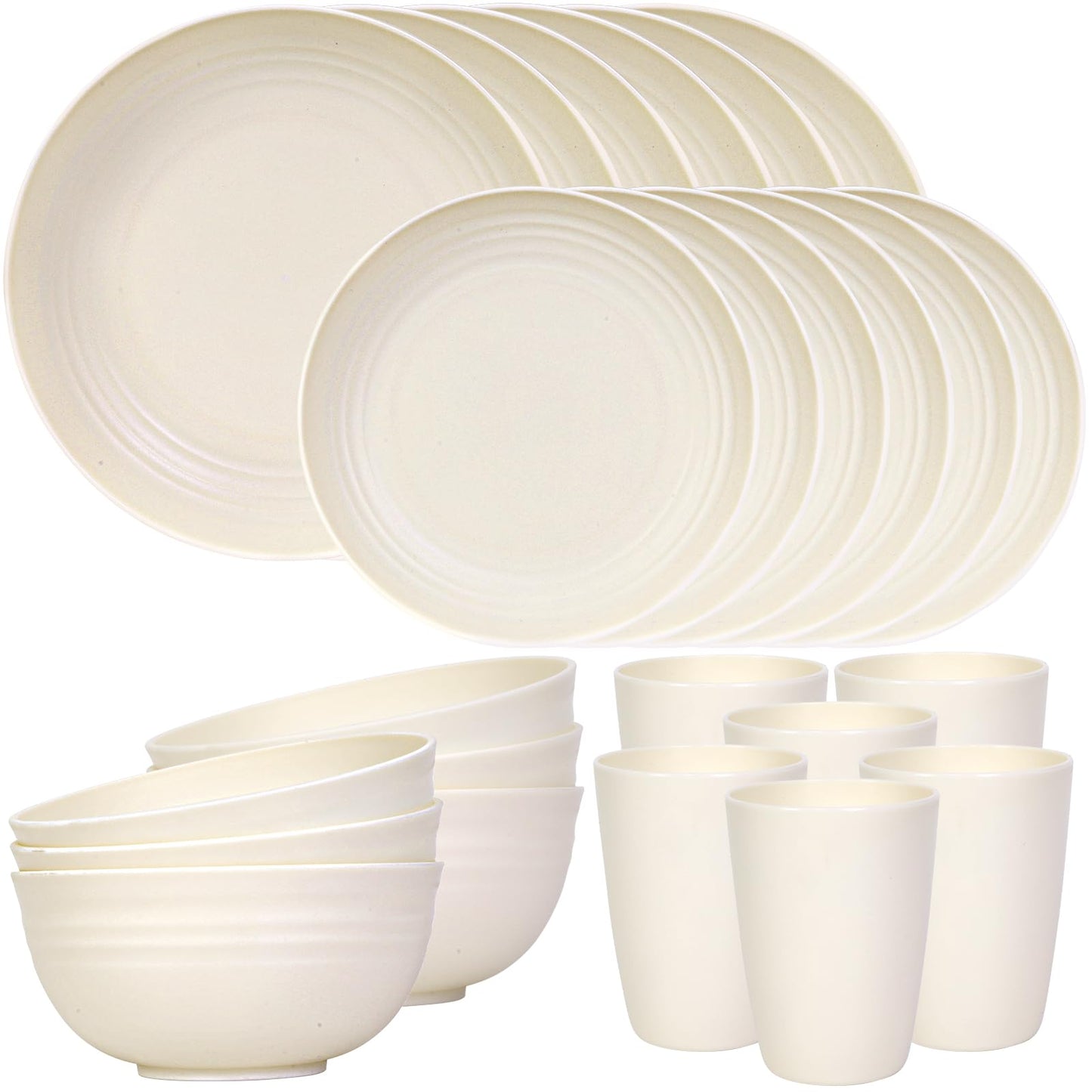 Quatish Plates and Bowls Sets, Unbreakable Dinnerware Sets, Plastic Dish Set for Camping, Dishwasher Microwave Safe, Outdoor Kitchen and Apartment Dinning Essentials