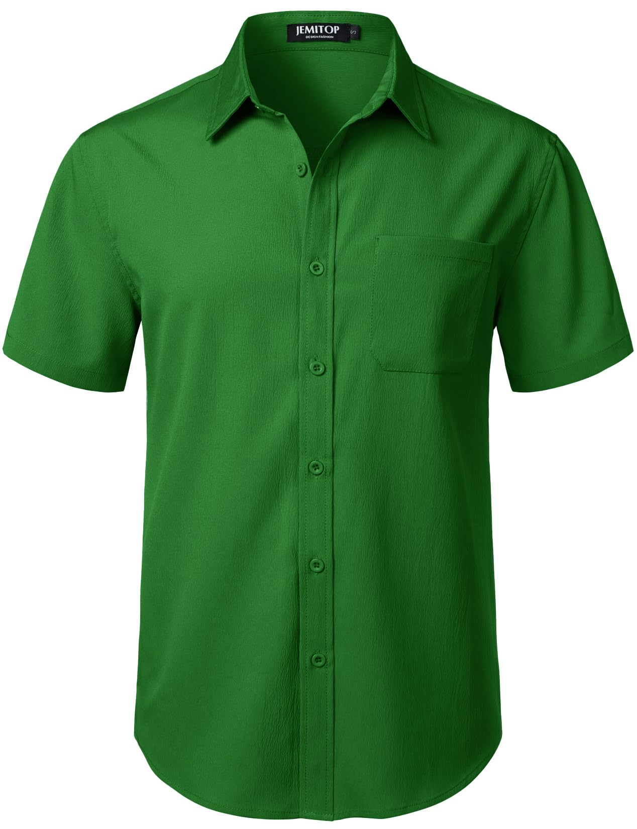 JEMITOP Men's Stretch Wrinkle Free Short Sleeve Texture Shirt Lightweight Summer Button Down Shirts for Beach Vacation